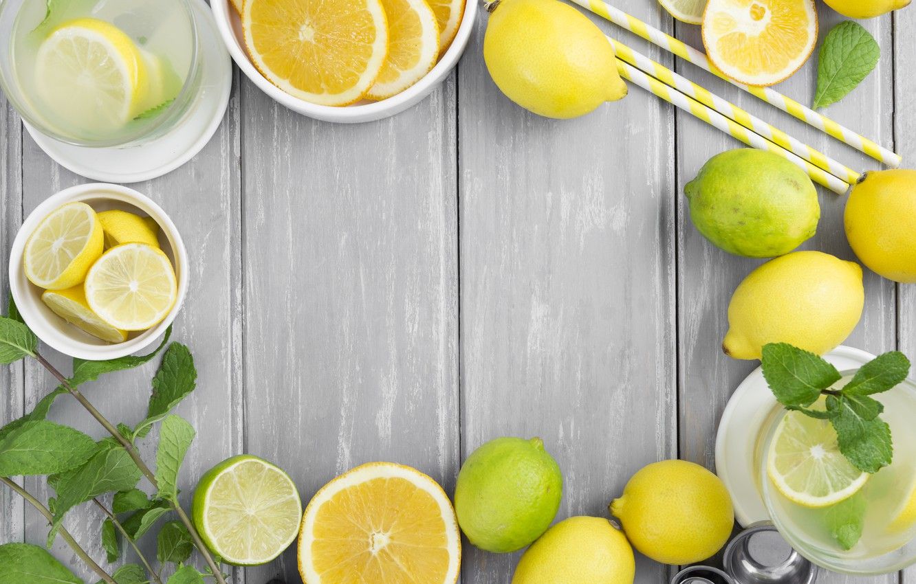 Wallpaper lemon, lime, citrus, drink, citrus, mint, lemonade image for desktop, section еда
