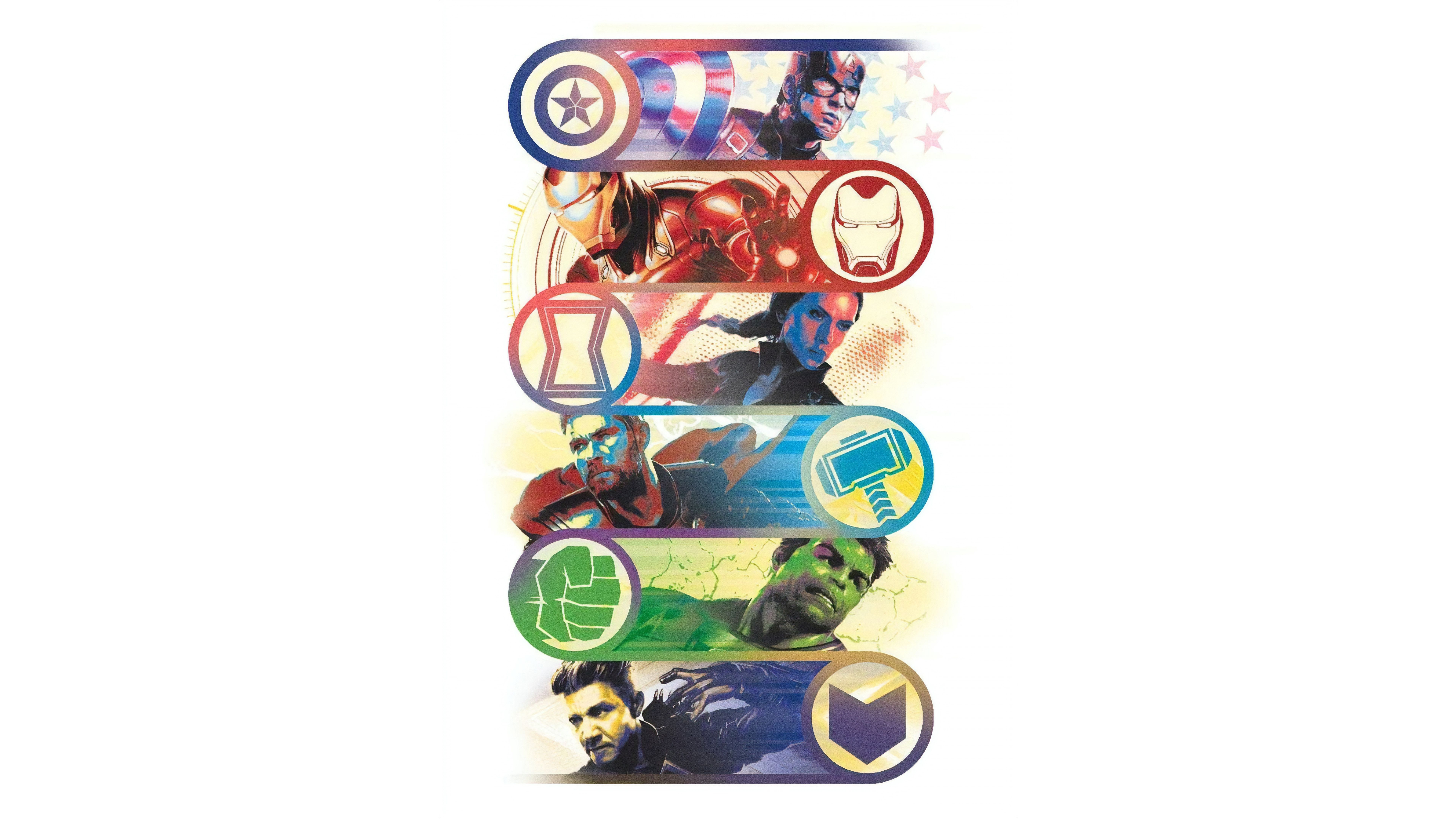 Avengers: Endgame Movie Captain America Iron Man Black Widow Thor Hulk Hawkeye 8K