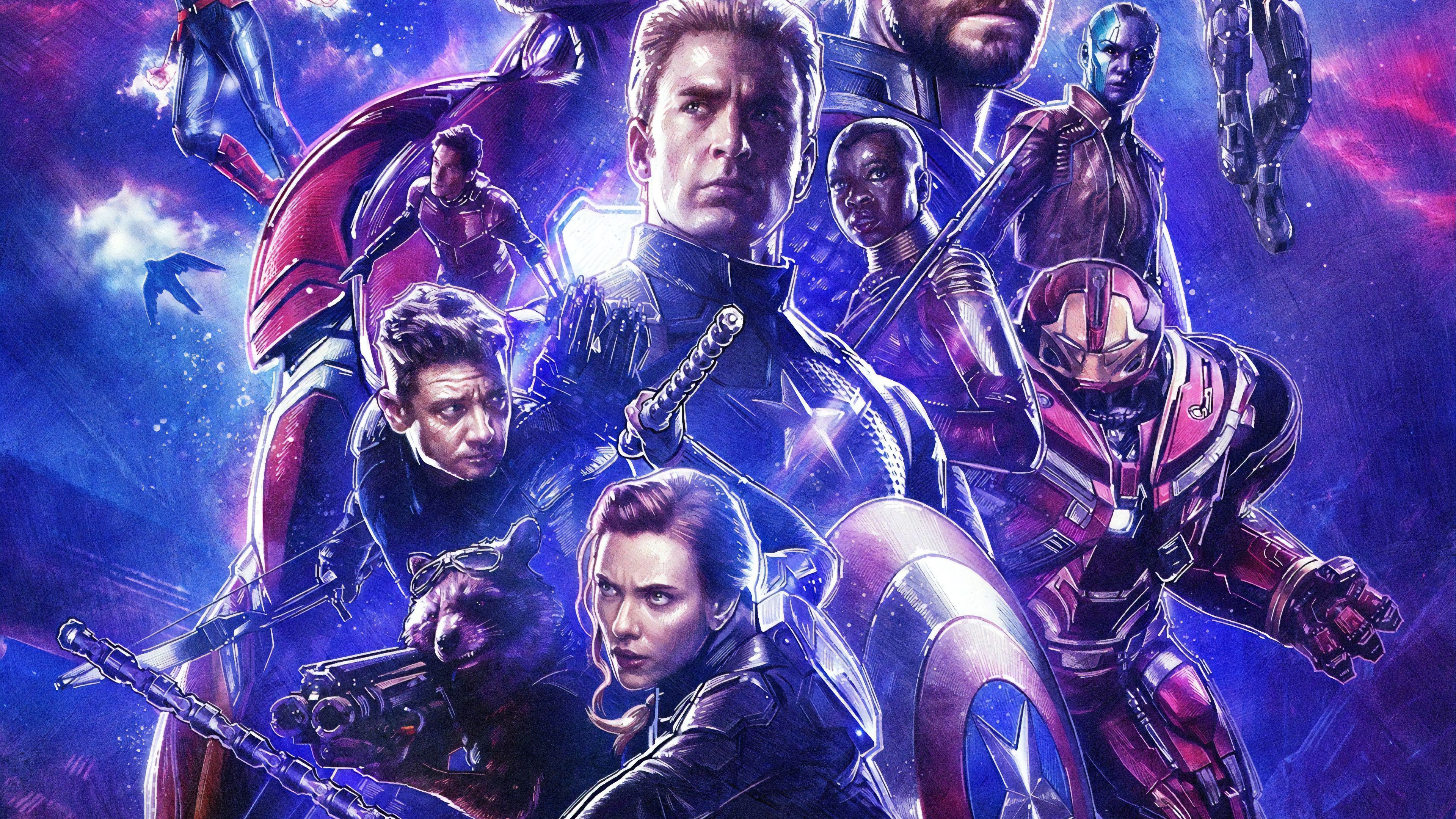 Avengers: Endgame Captain America Black Widow Hawkeye 4K Wallpaper