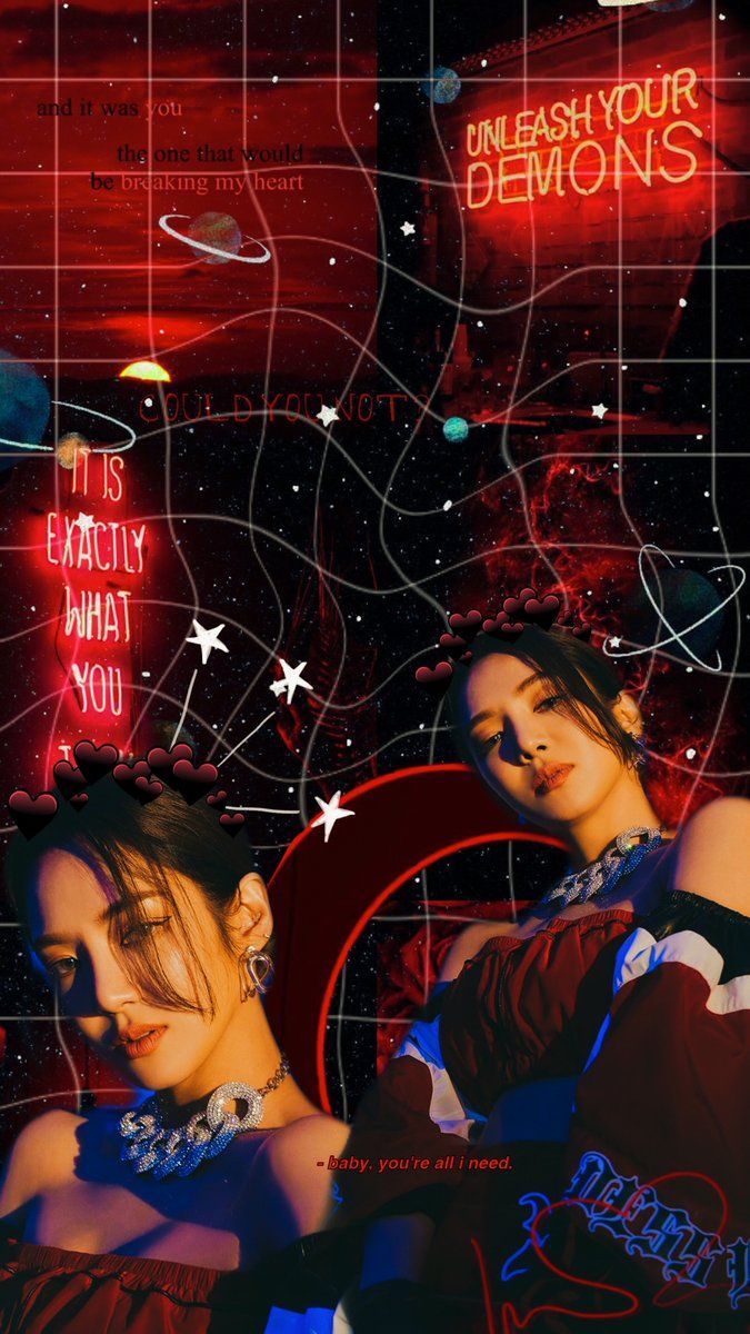 AE HYOYEON WALLPAPERS red and black theme ❤️