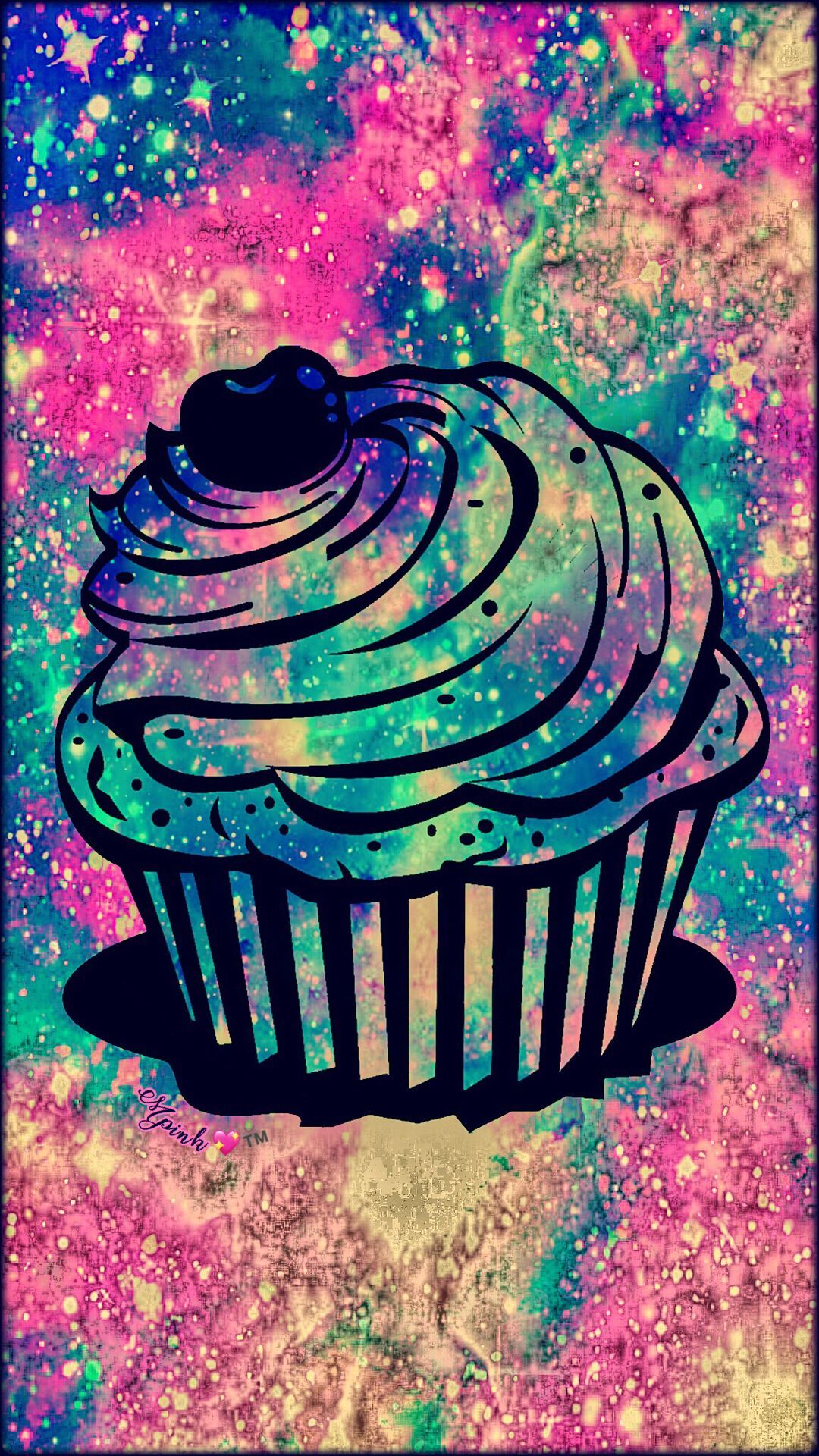 Vintage Cupcake Galaxy Wallpaper #androidwallpaper #iphonewallpaper # wallpaper #galaxy #sp. Cupcakes wallpaper, iPhone wallpaper glitter, Pink and green wallpaper