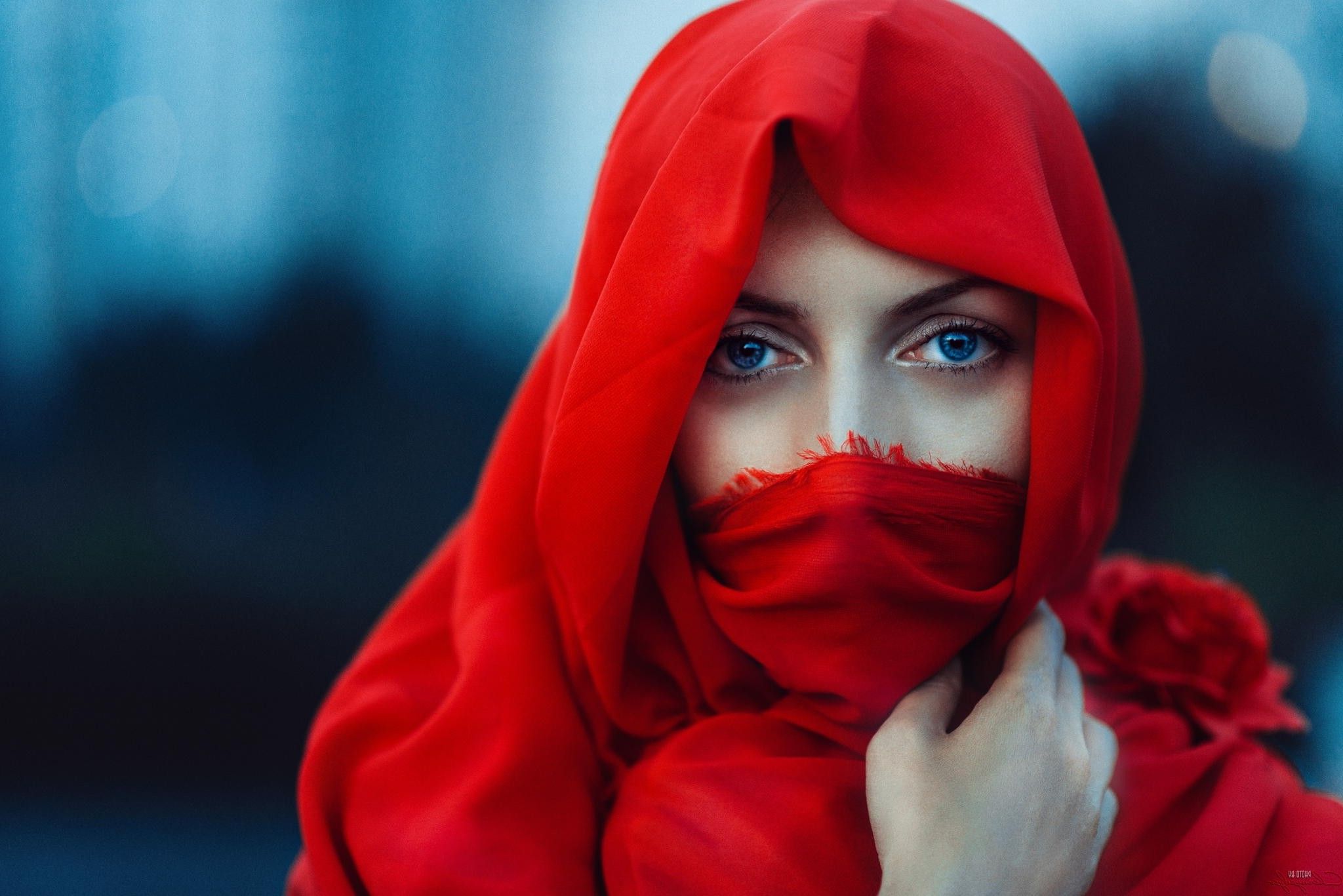 red, Blue Eyes, Women Wallpaper HD / Desktop and Mobile Background