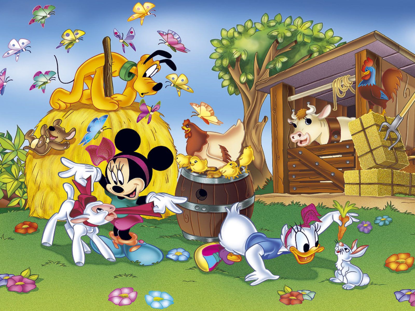 Walt Disney Mini Maus Daisy Duck And Pluto The Old Farm Cartoons HD Wallpaper 3840x2400, Wallpaper13.com
