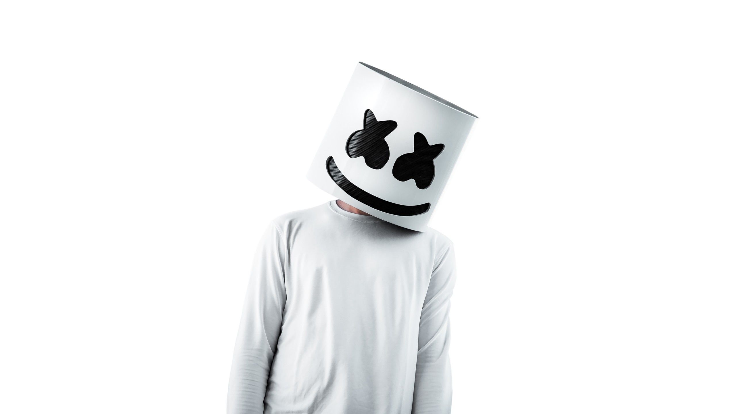Marshmello 4K Wallpaper, American DJ, White background, Music