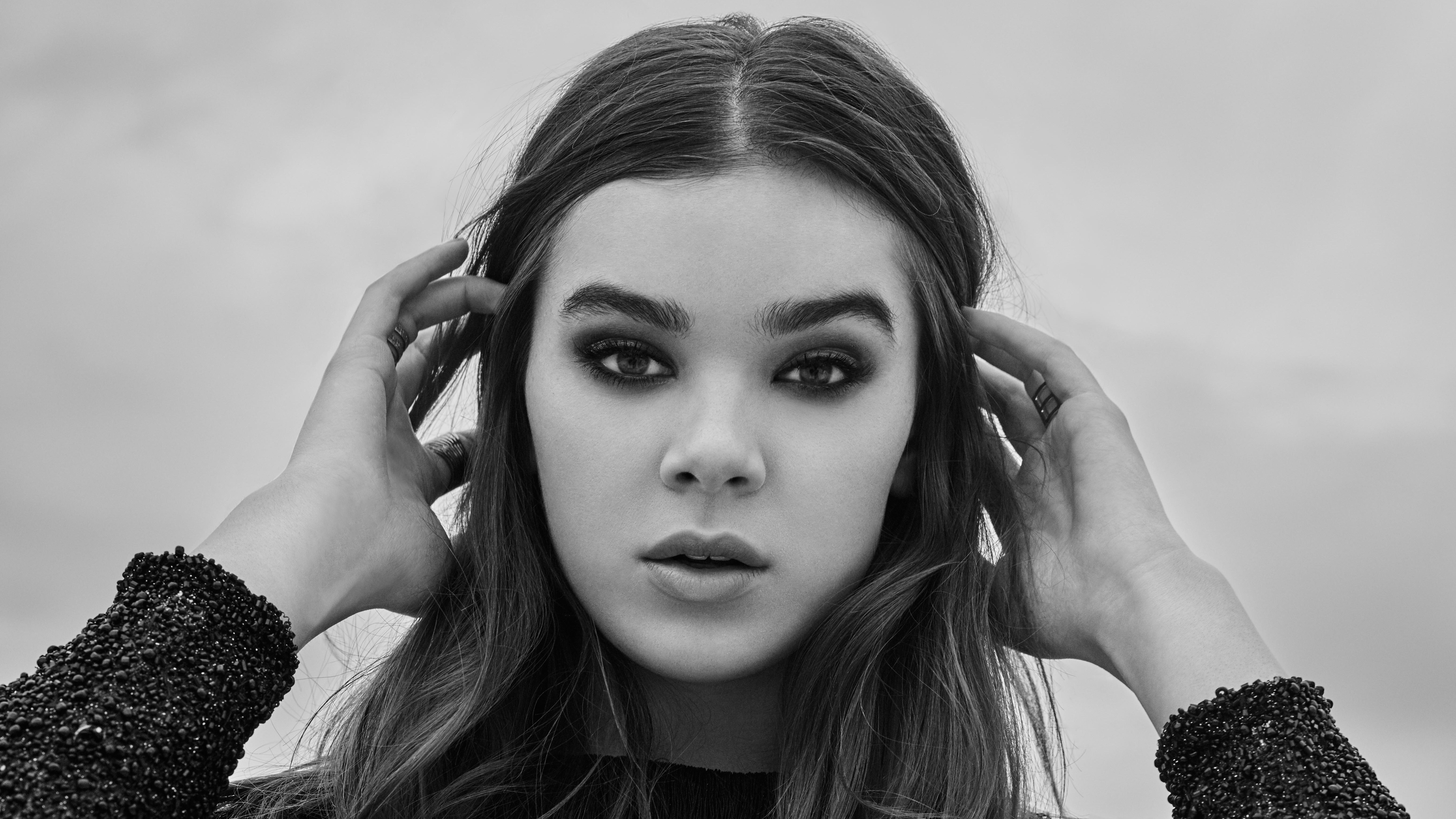 hailee steinfeld, celebrities, girls, music, hd, 4k, monochrome, black and white, 5k