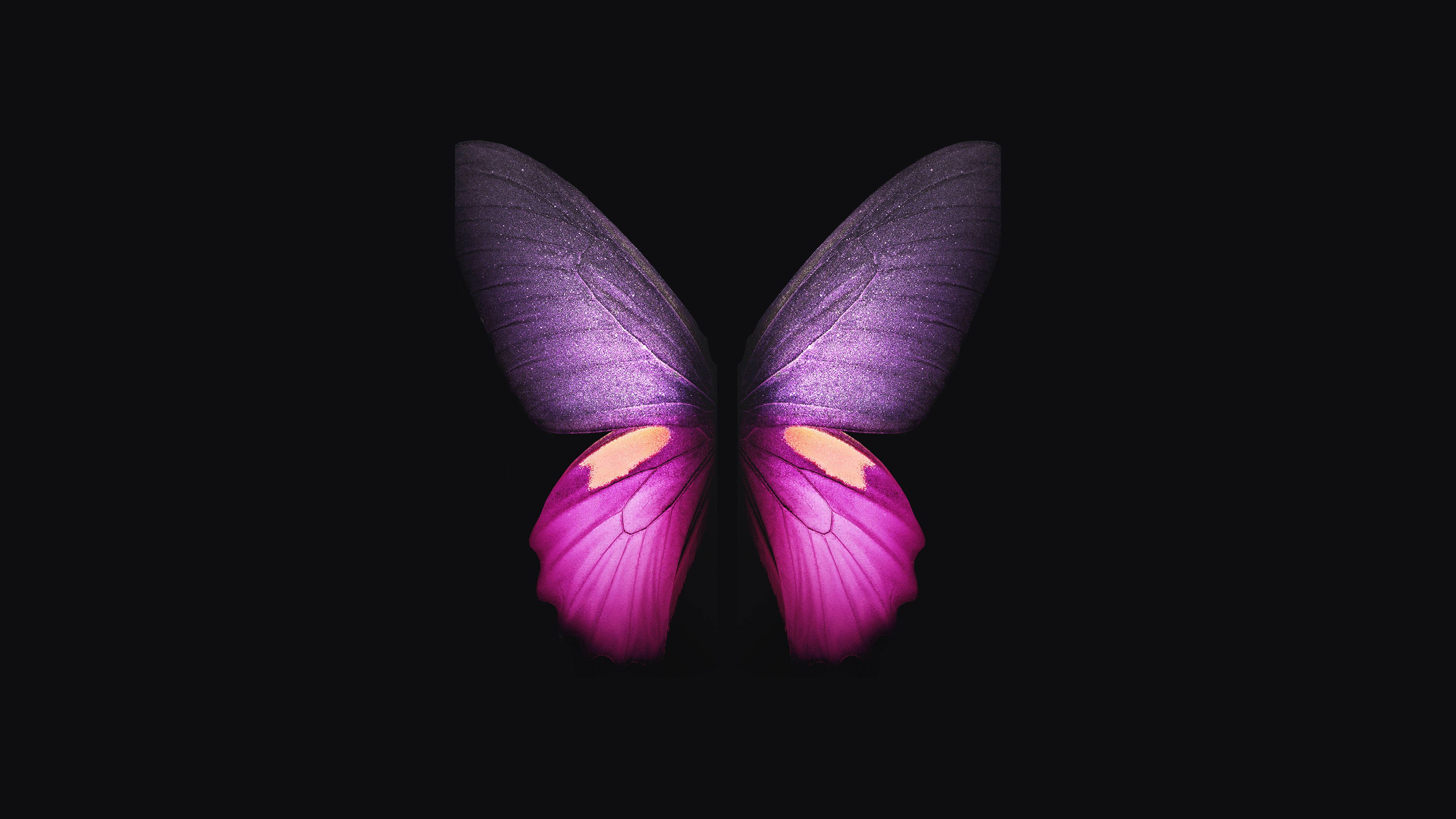 Samsung Galaxy Fold Pink Butterfly 4K Wallpaper