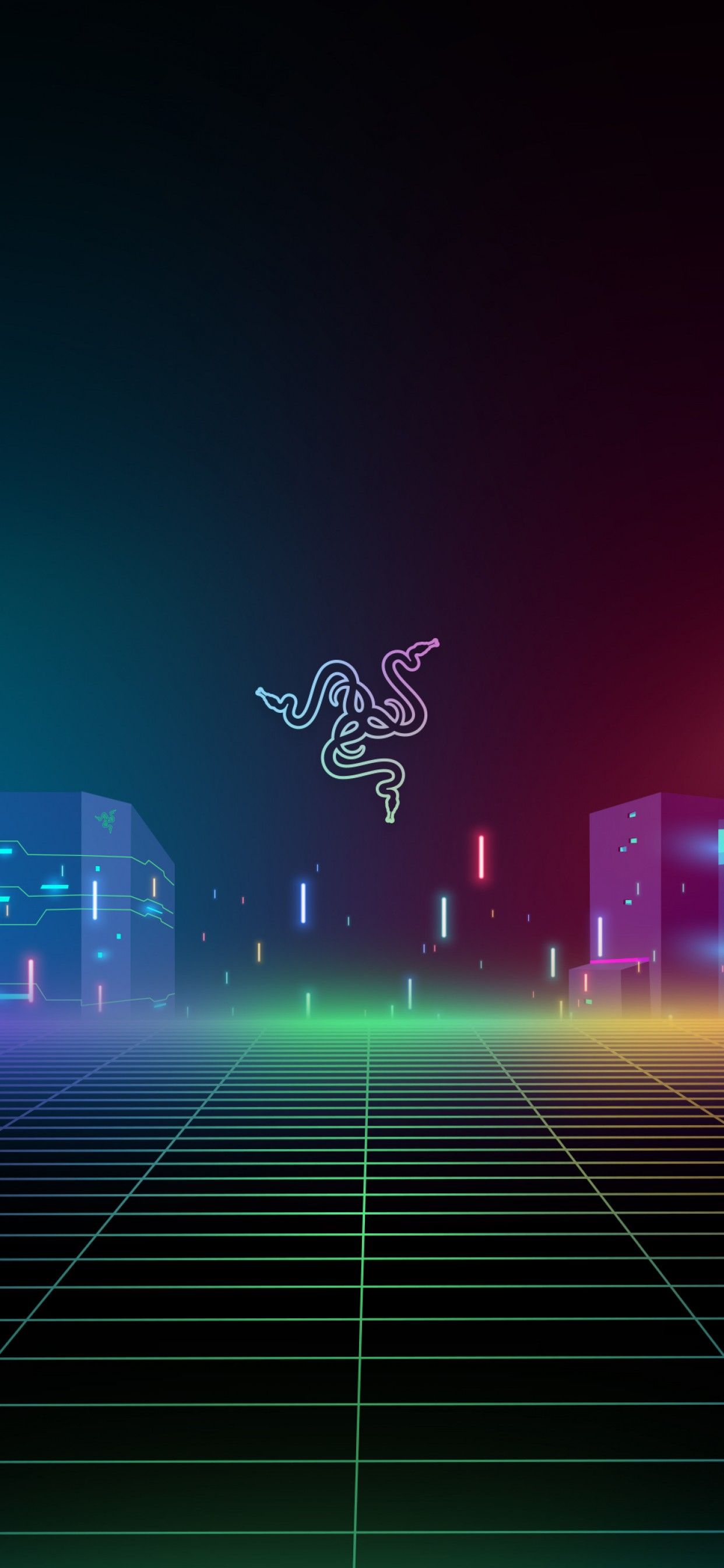 Razer 4K Wallpaper, Cyber city, Neon, Colorful, Cityscape, Futuristic, Technology