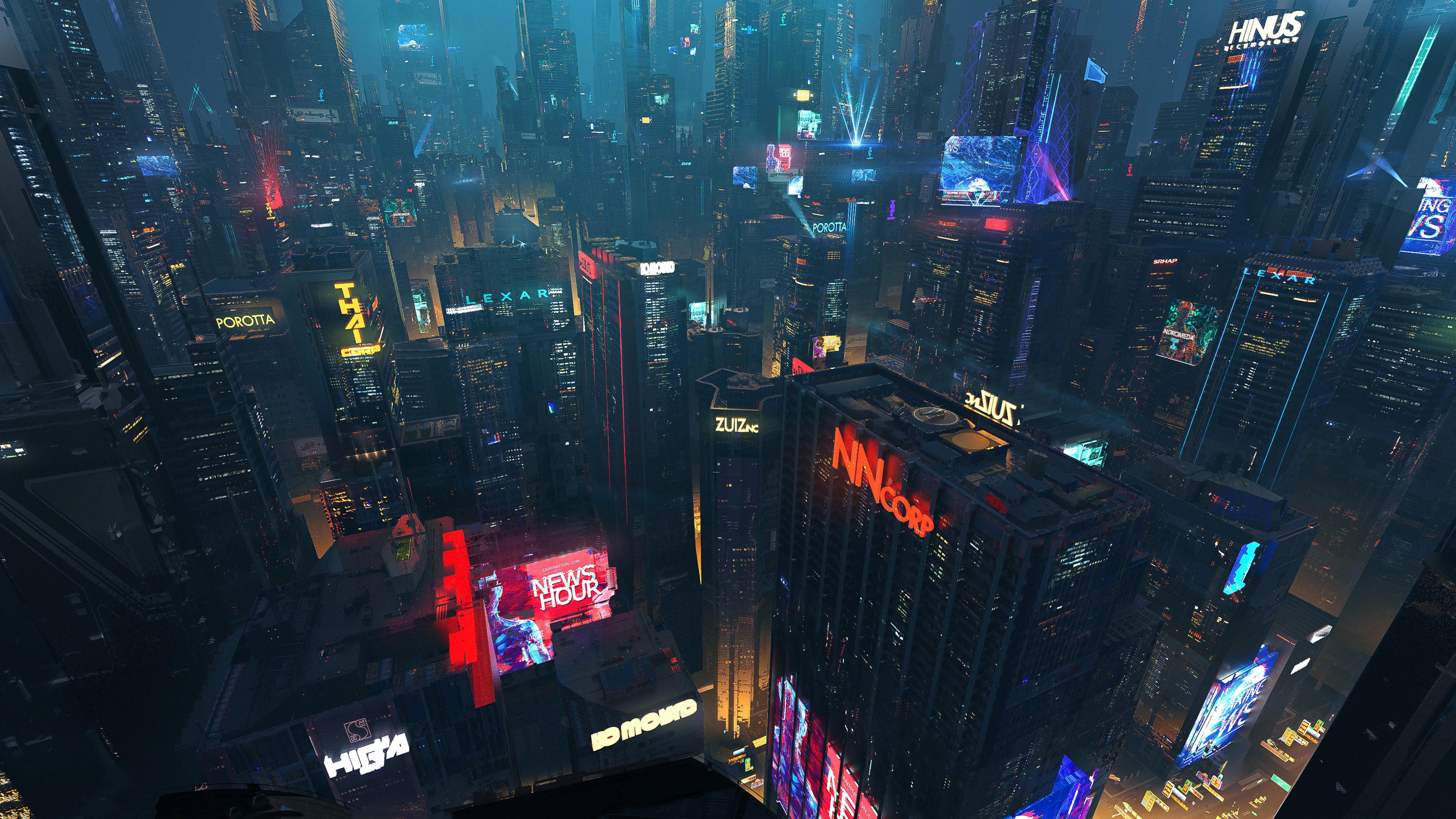 Asus ROG Republic of Gamers  Cyber City 4K wallpaper download