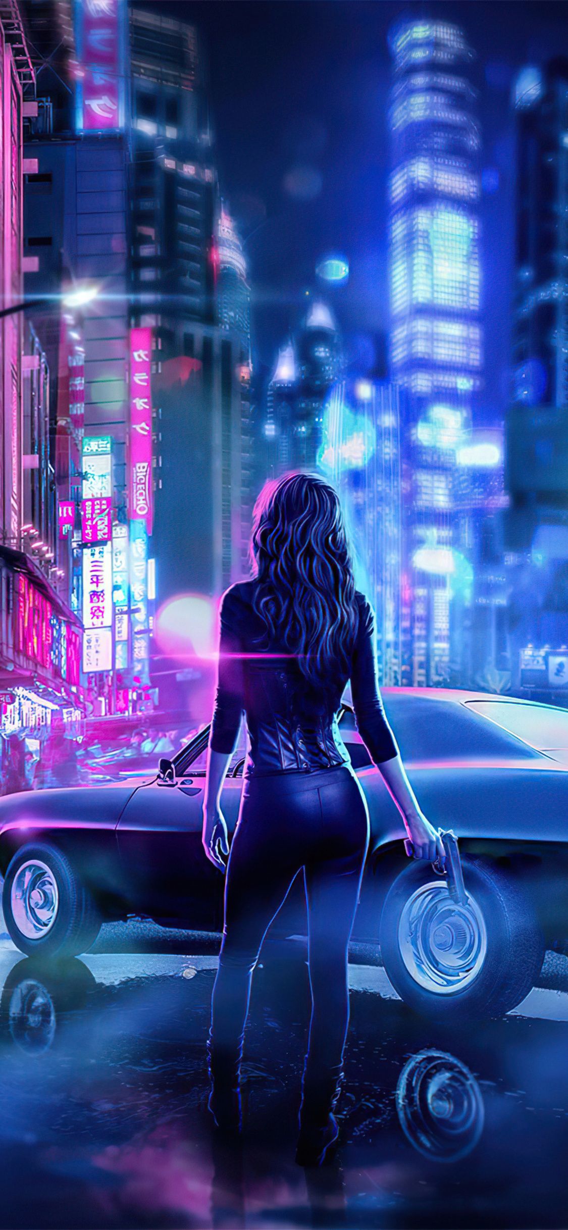 Cyber Japan Neon Lights Girl With Gun 4k iPhone XS, iPhone iPhone X HD 4k Wallpaper, Image, Background, Photo and Picture