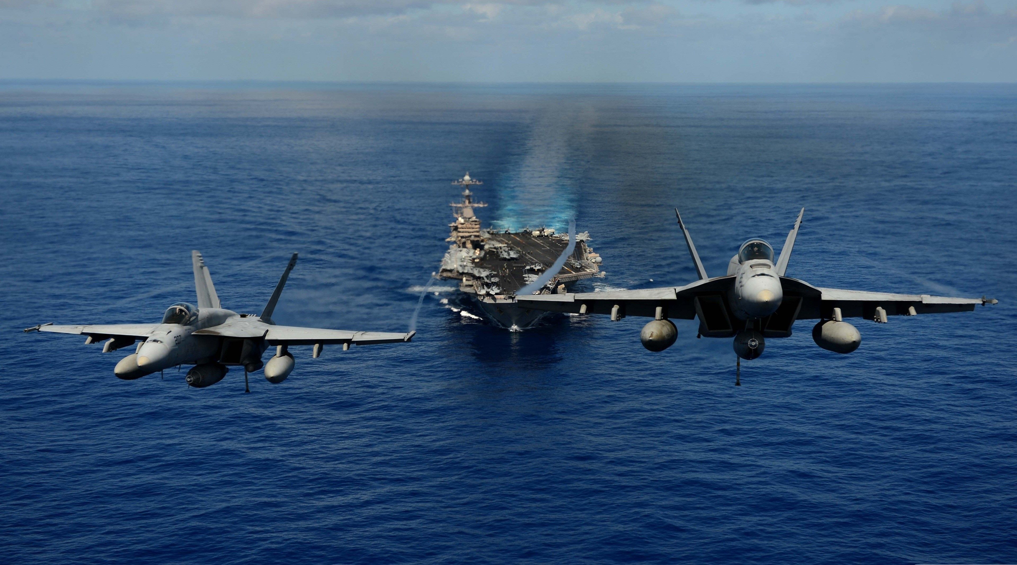 Navy two fighters aircraft carrier HD wallpaper, Background