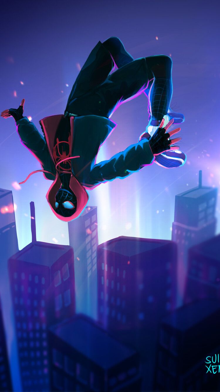 Miles Morales Falling Off iPhone iPhone 6S, iPhone 7 HD 4k Wallpaper, Image, Background, Photo and Picture
