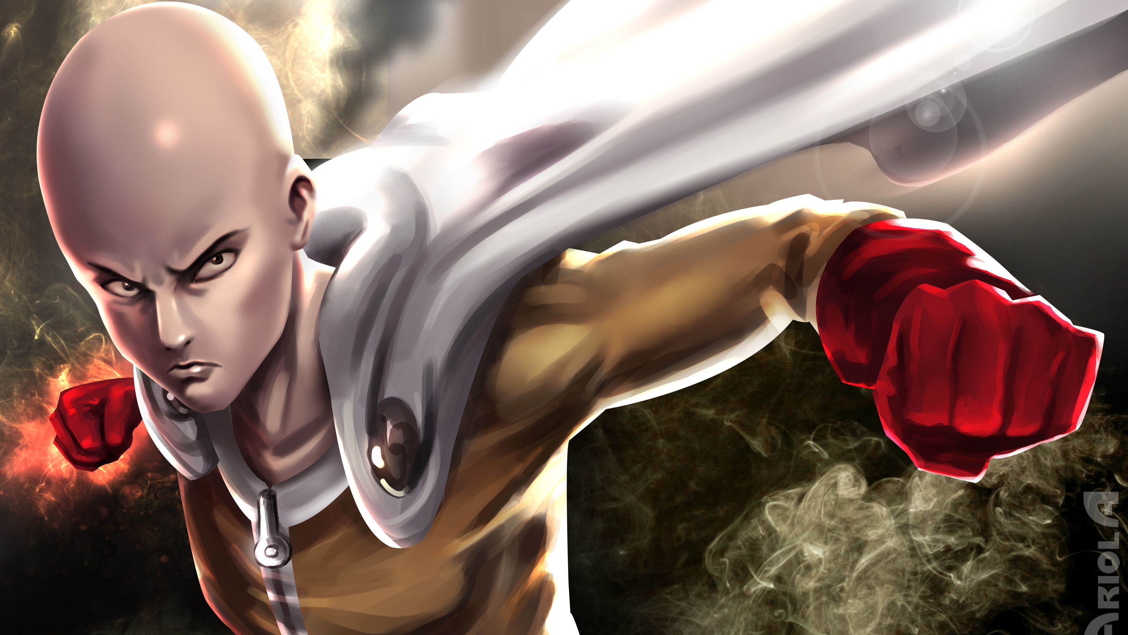 One Punch Man Saitama Artwork AMOLED 5K Wallpaper