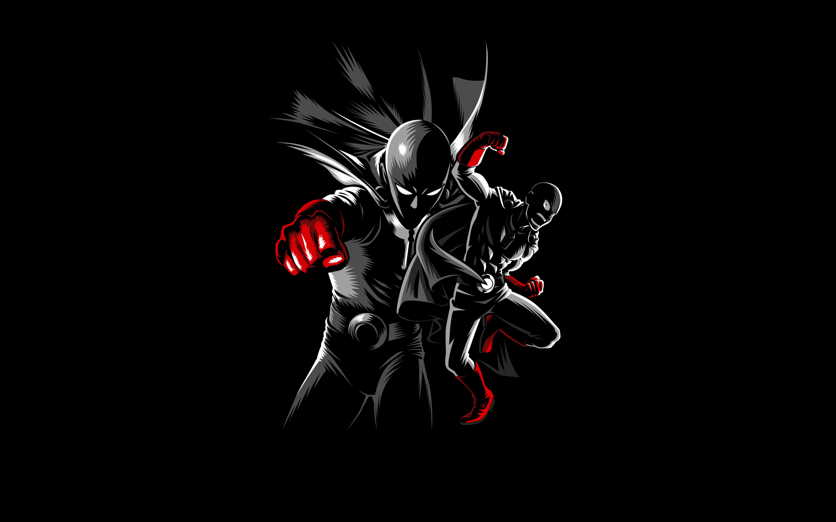 One Punch Man Wallpaper 4K, Saitama, AMOLED, Black Background, 5K, Black Dark