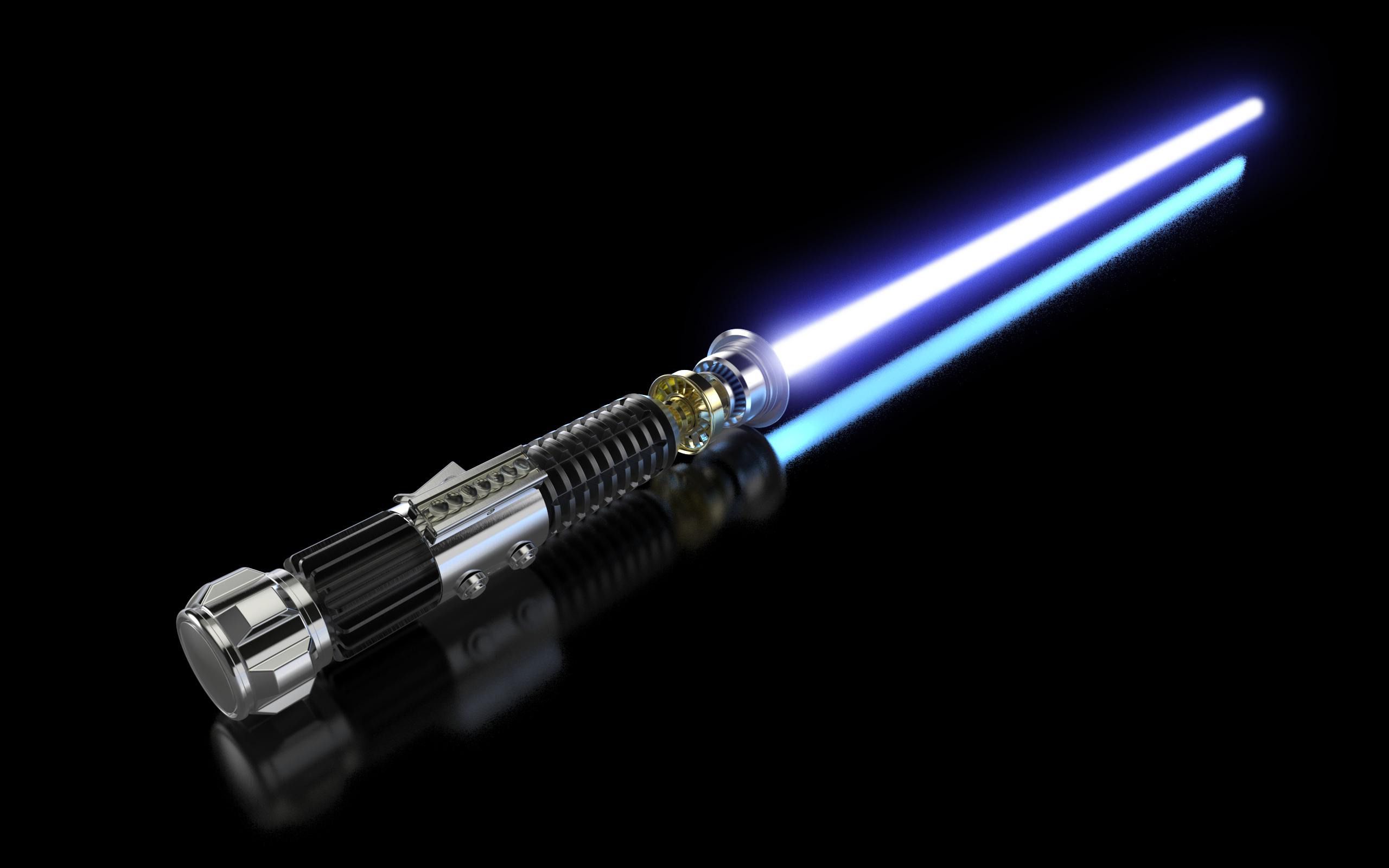 Obi Wan Kenobi, Lightsaber, Render, CGI, Reflection, Simple Background Wallpaper HD / Desktop and Mobile Background