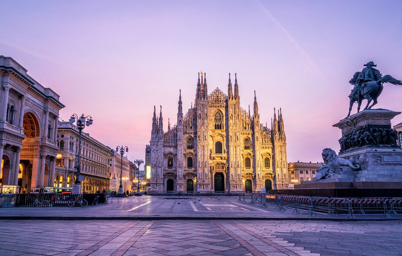 Wallpaper Gothic, the evening, Italy, monument, Milan, The Duomo of Milan, The Cathedral Of The Nativity Of The Virgin Mary image for desktop, section город