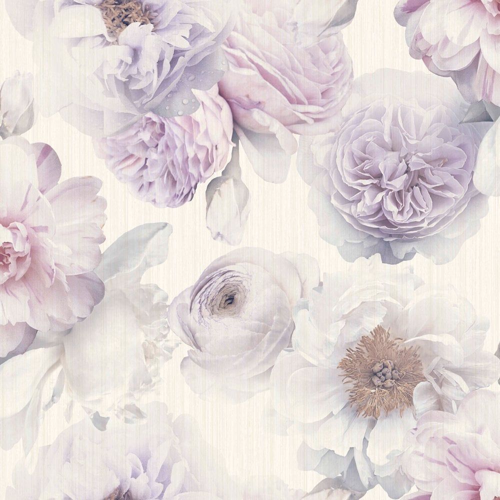 Arthouse Diamond Bloom Floral Pattern Wallpaper Rose Flower Glitter Motif Vinyl 257003- Lavander. I Want Wallpaper