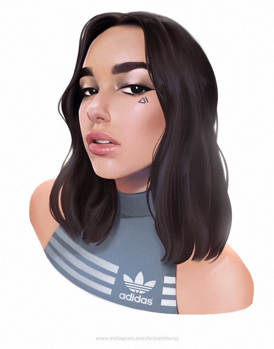 Dua Lipa, Eric Anthony Johnson. Digital Art Illustration, Girls Cartoon Art, Anthony Johnson