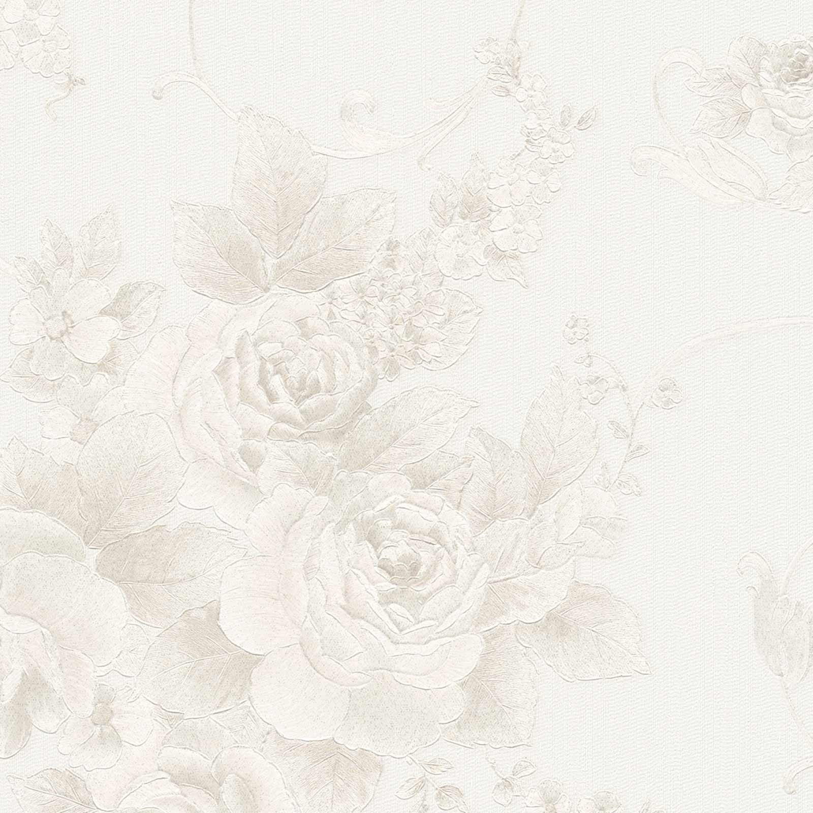 Non Woven Wallpaper Floral Baroque Cream Glitter 30647 2