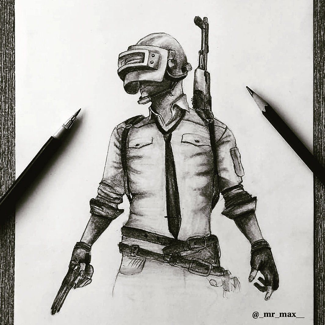 pubg drawing | Realistic pubg character | pubg sketch - YouTube