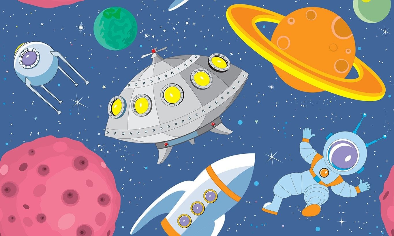Childrens Cartoon Astronaut Wallpaper Mural
