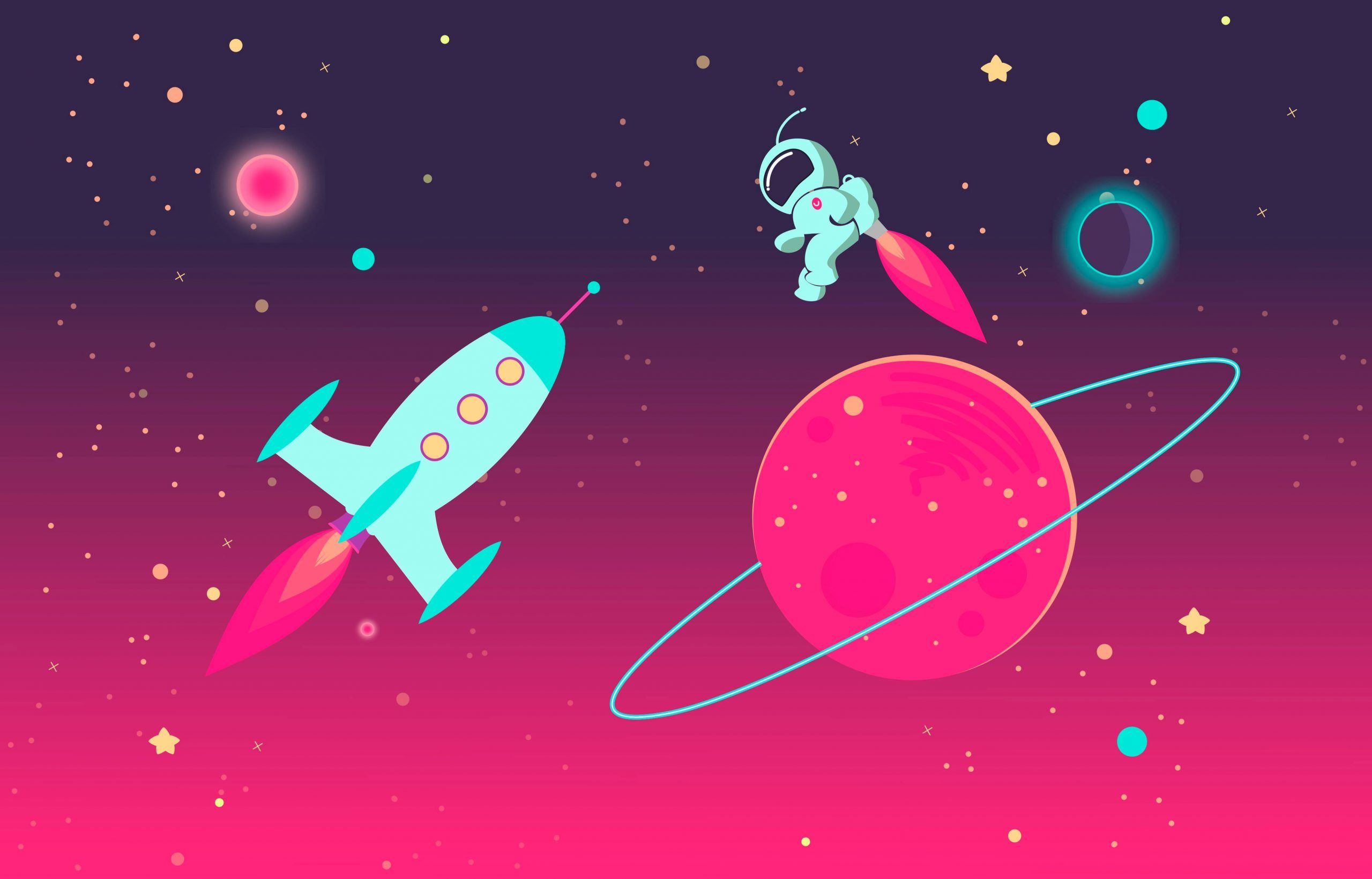 Astronaut In Space Wallpaper Cartoon