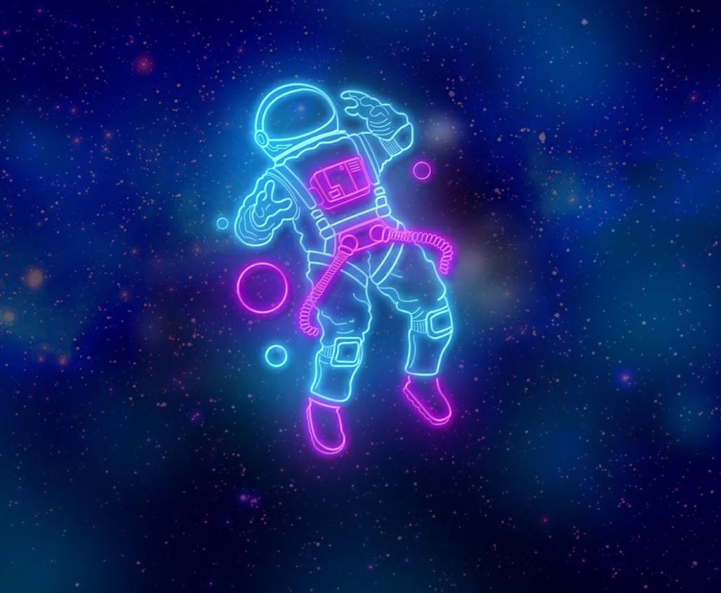 Space neon astronaut