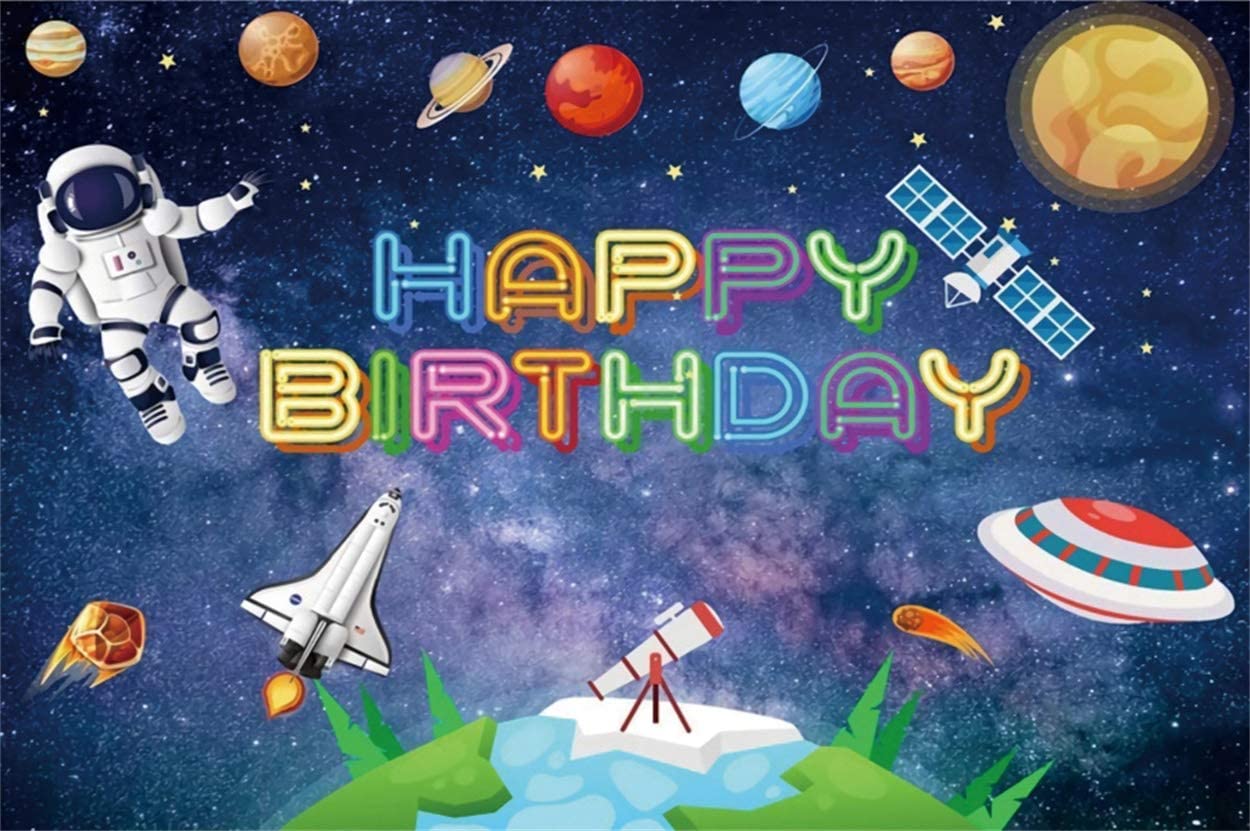 Amazon.com, YEELE 7x5ft Space Theme Birthday Backdrop Cartoon Astronaut and Space Station in Outer Space Photography Background Birthday Decoration Kids Adults Artistic Portrait Photobooth Props Wallpaper, Camera & Photo