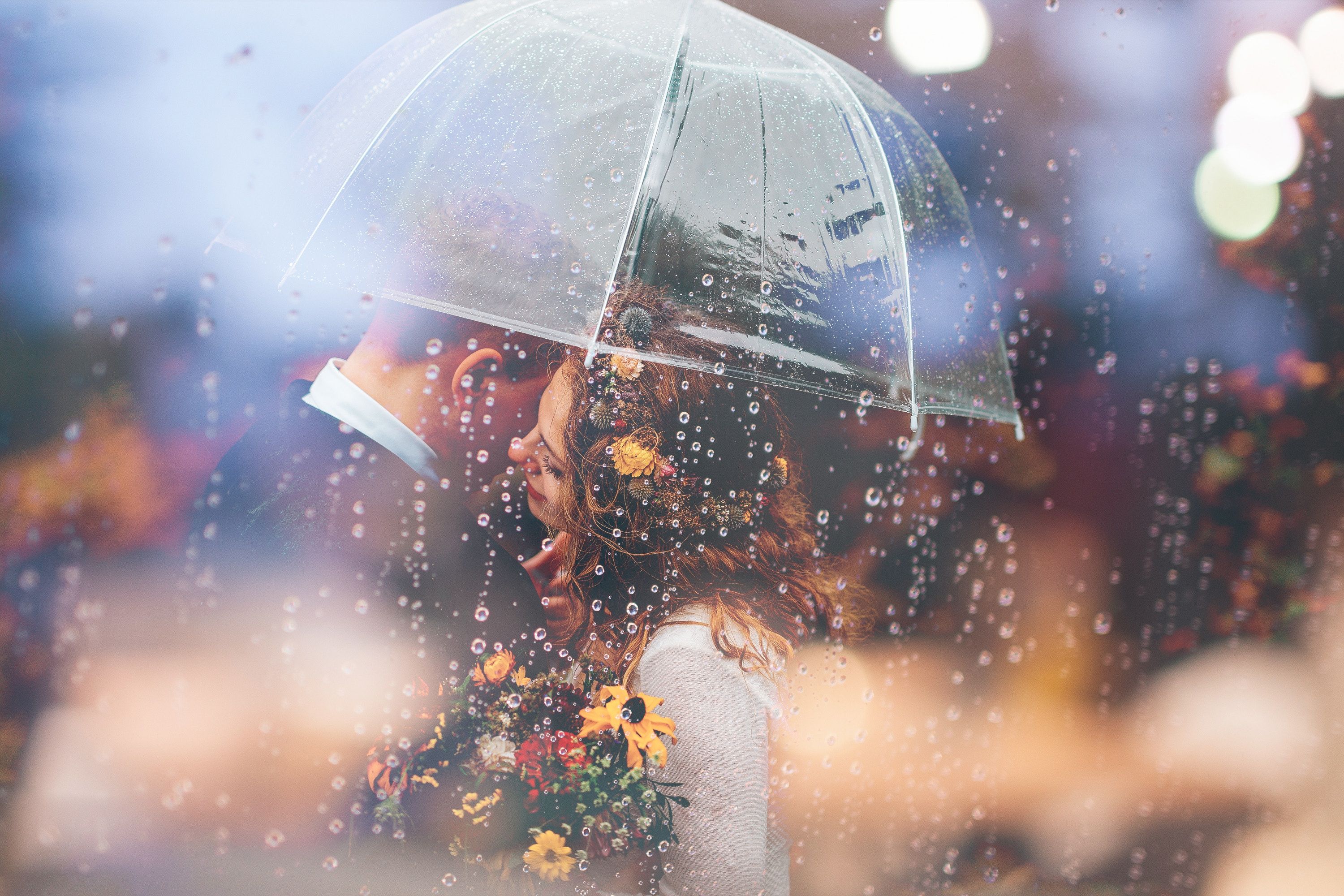 Married Couple Romantic Umbrella Raining Weeding, HD Love, 4k Wallpaper, Image, Background, Photo and Picture