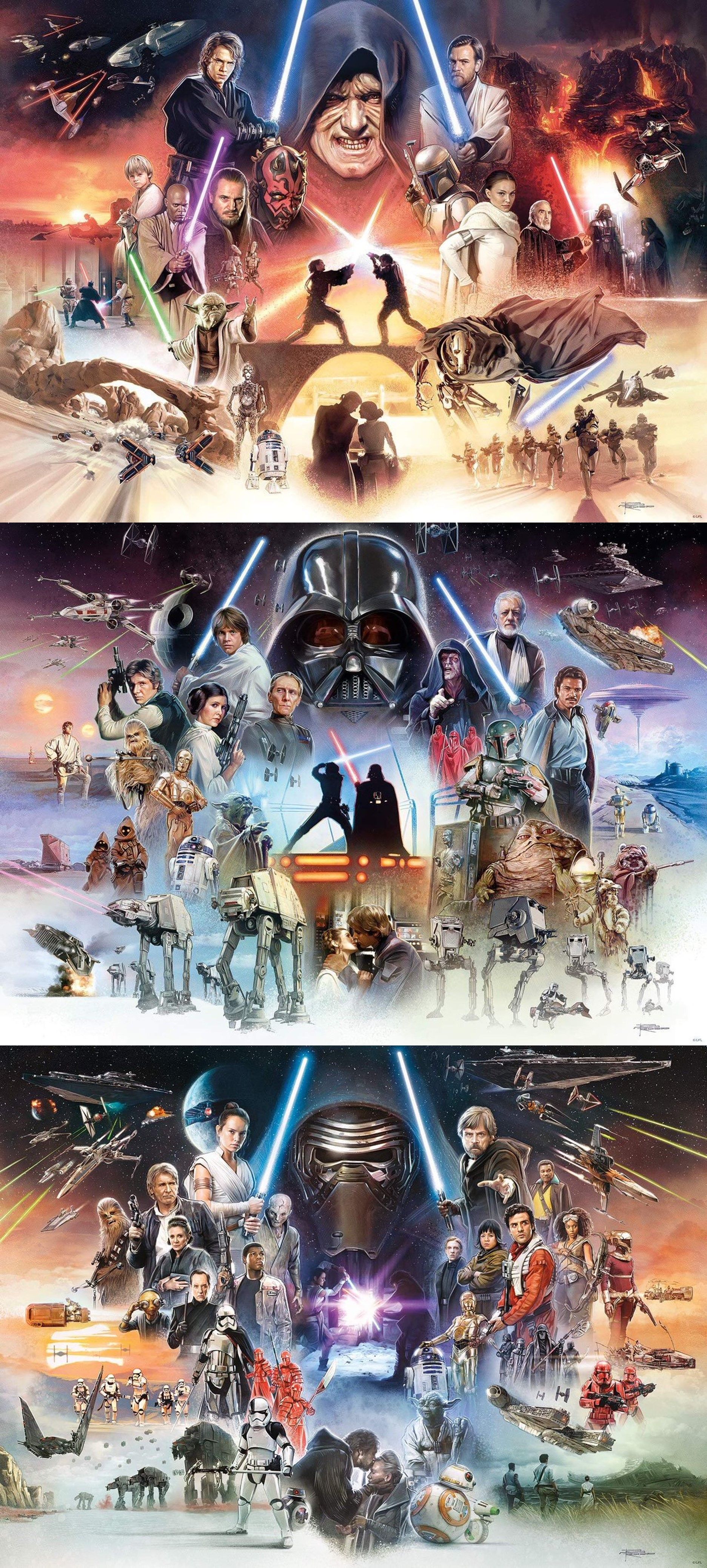 Complete Skywalker Saga artworks by Brian Rood /. Star wars art, Star wars painting, Star wars poster