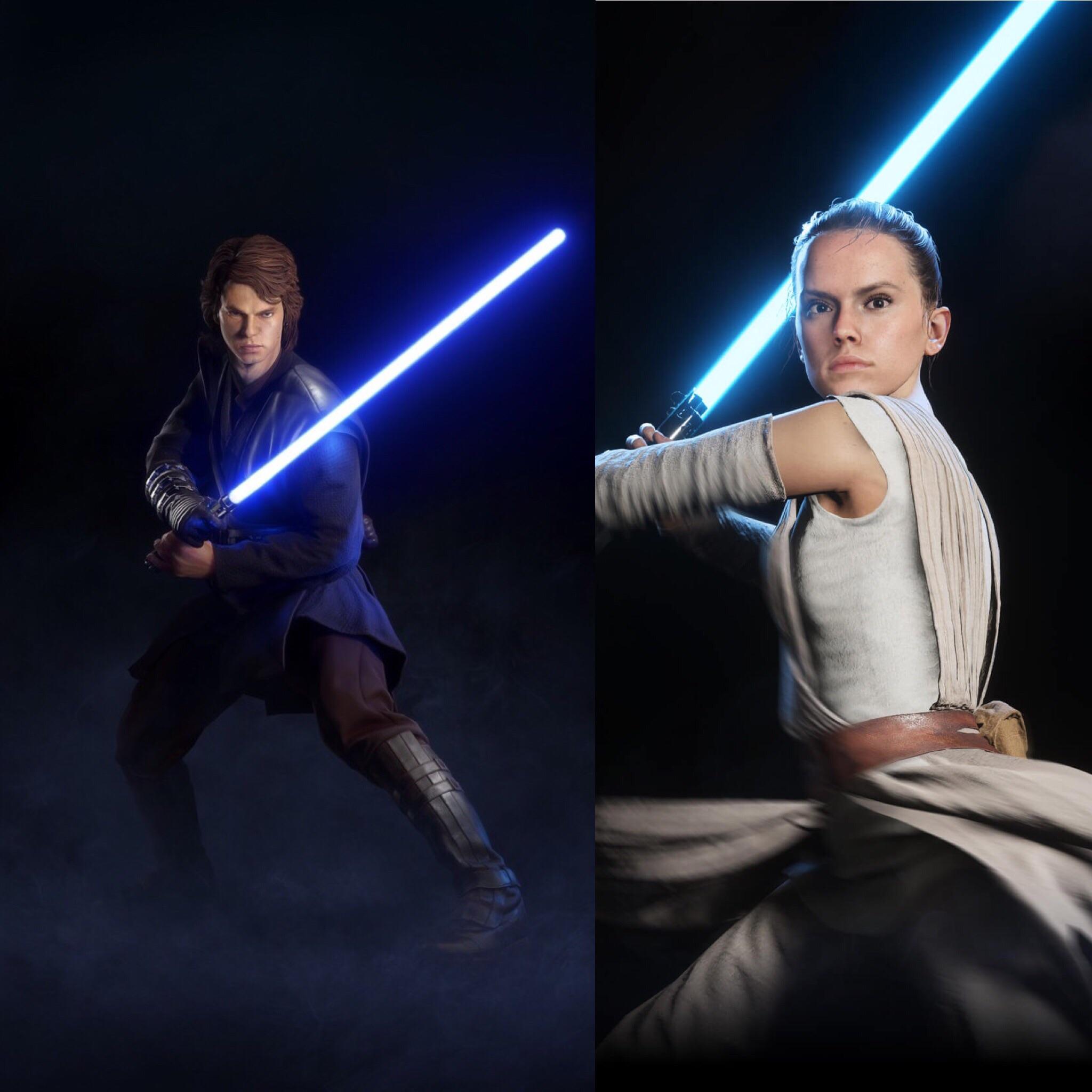 Anyone notice that Anakin and Rey have different saber colors?