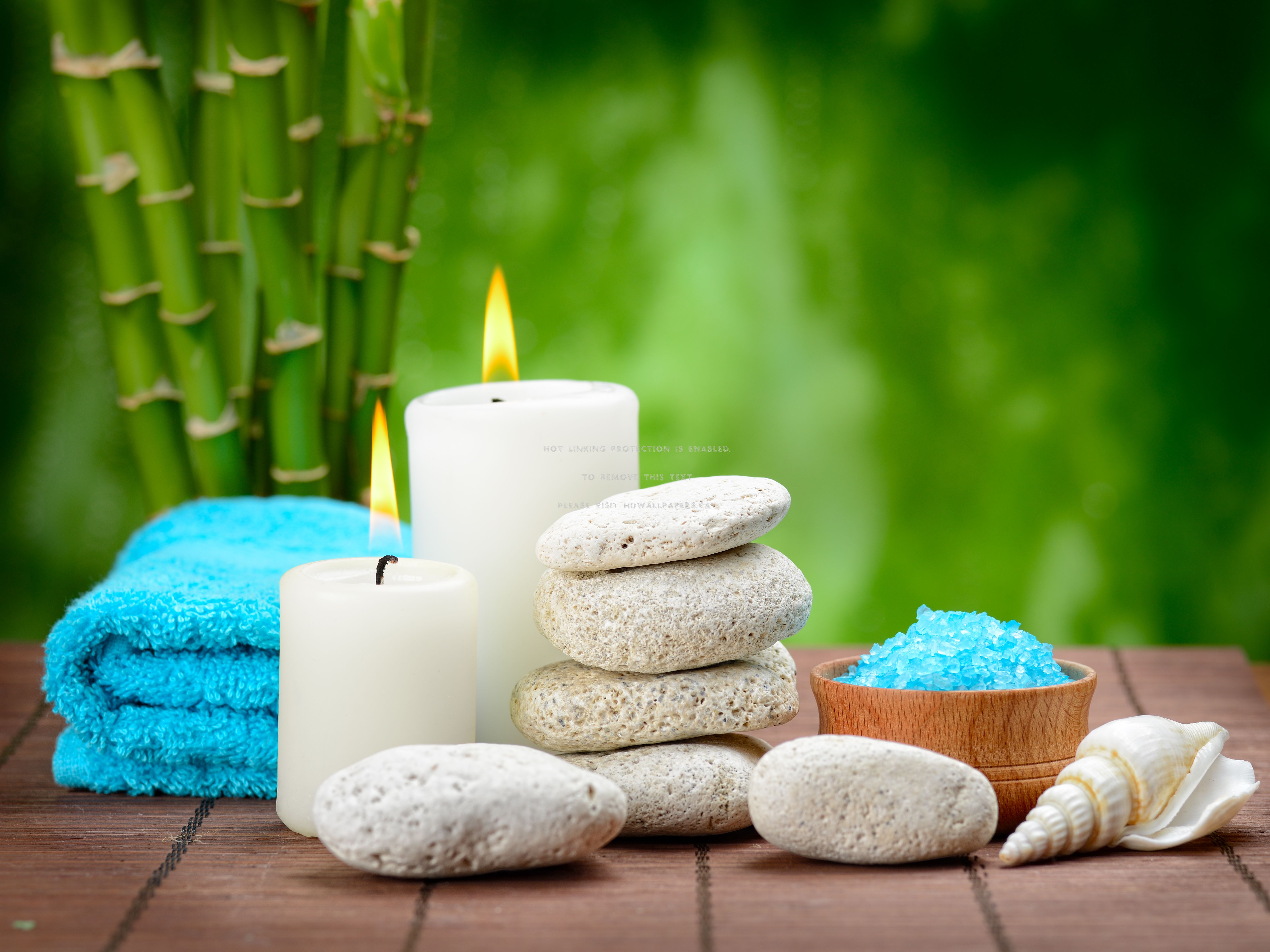 relaxing spa stones salt zen bamboo candles