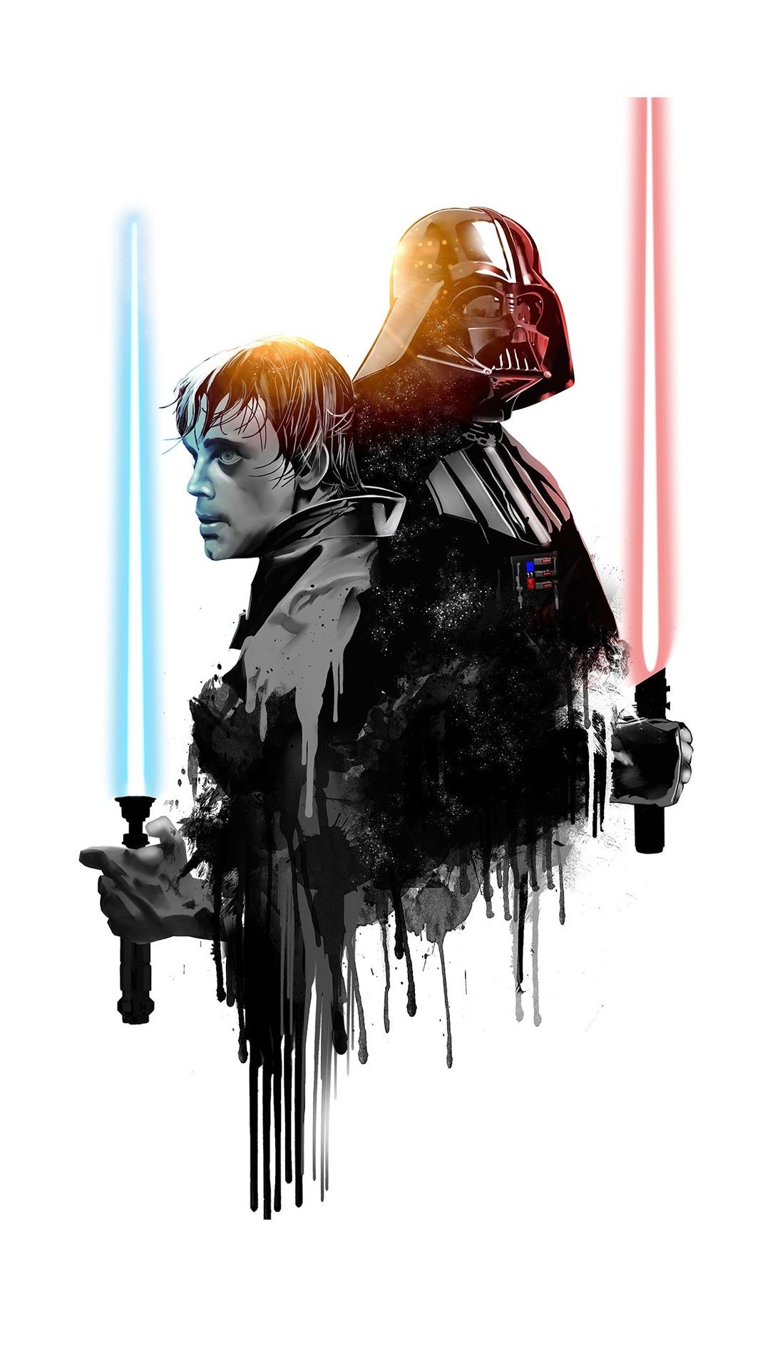 1080x1920 luke skywalker, darth vader, artwork, star wars, HD for iPhone 6, 7, 8 wallpaper