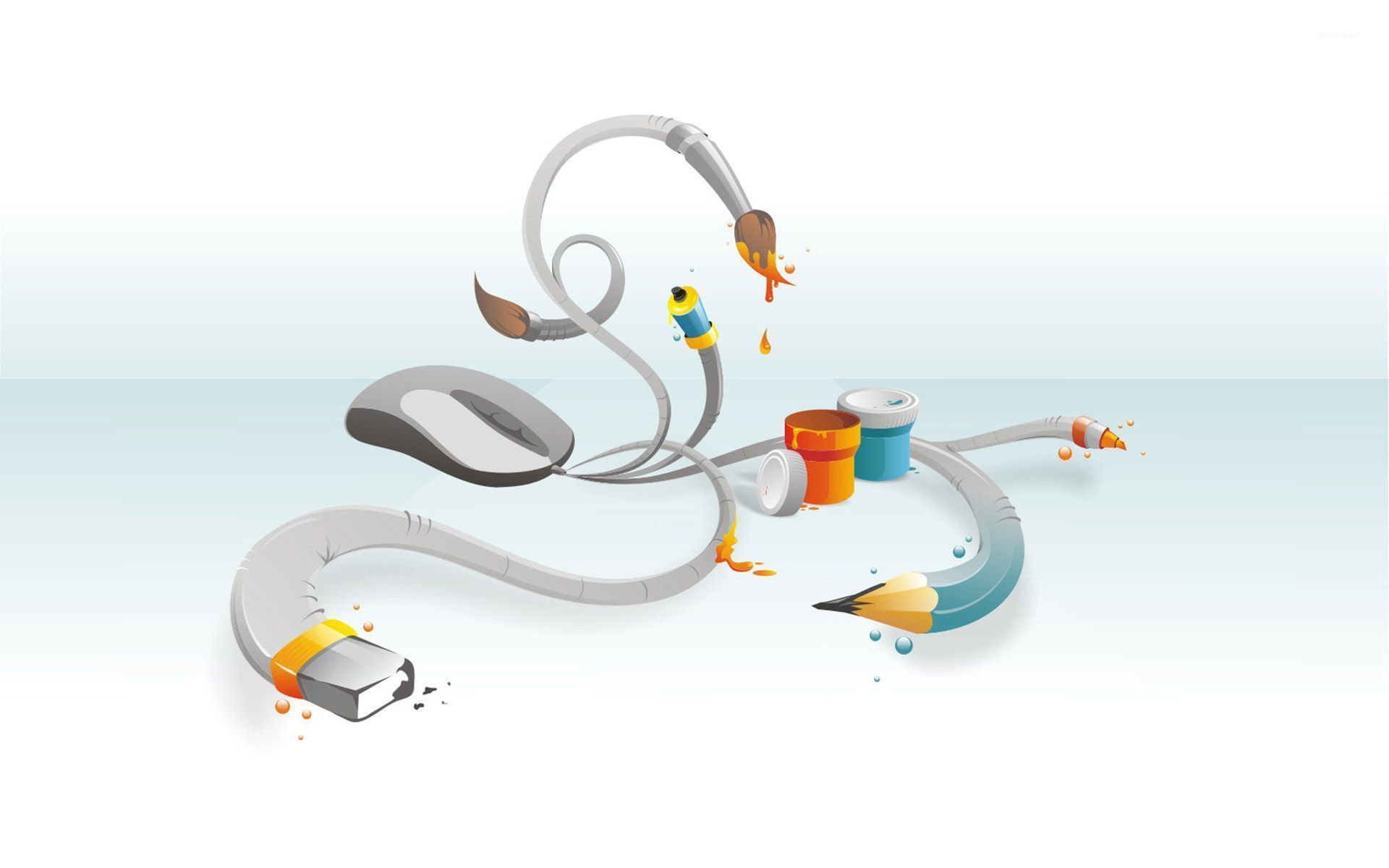 Paint dripping from the brushes wallpaper Art wallpaper