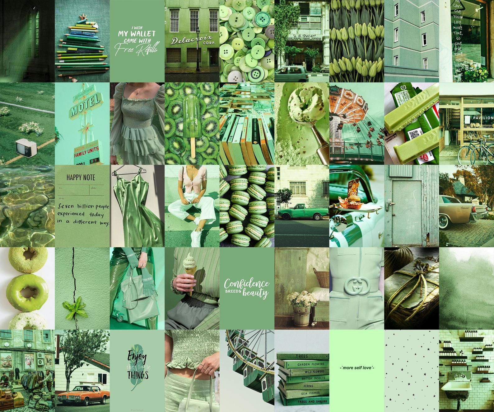 Evergreen Aesthetic Green Wall Collage Kit. Digital Copy. Pack of 50 photo. Collage kit. Green aesthetic, Dark green aesthetic, Wall collage