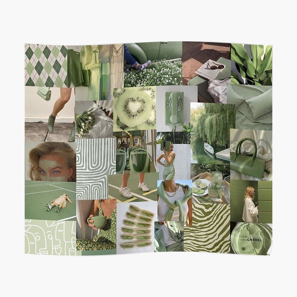 sage green collage Tapestry