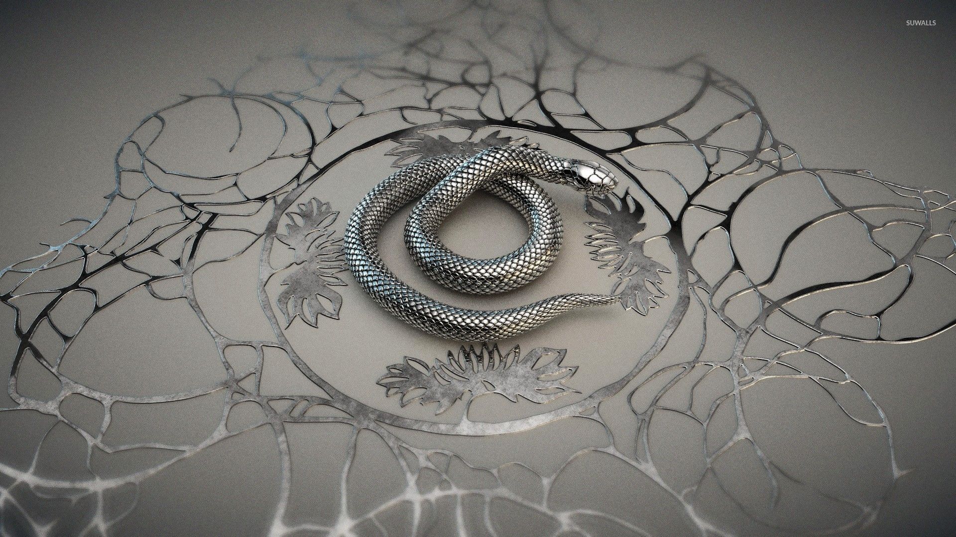 White Snake Wallpaper Art