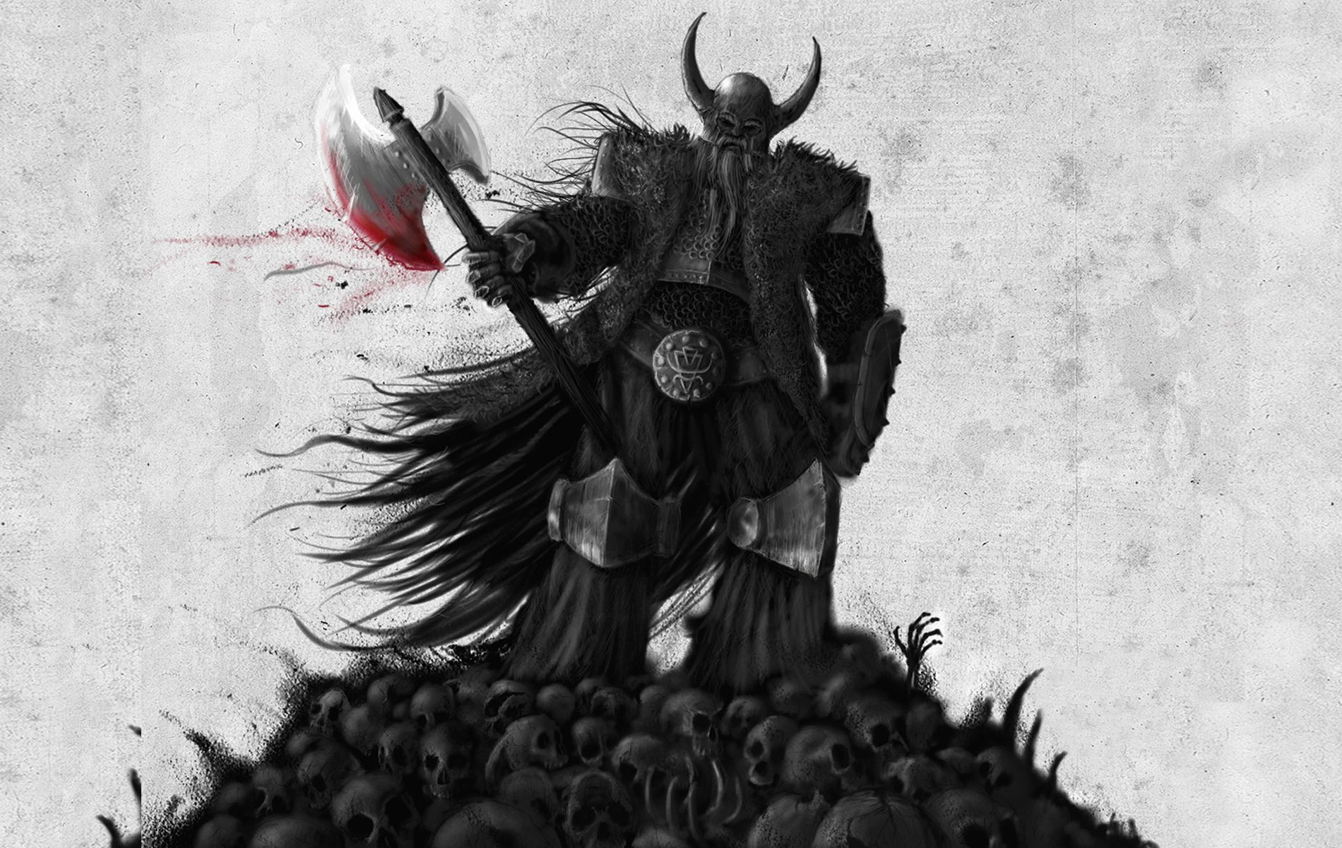 Viking on the skulls of enemies Desktop wallpaper 1024x768