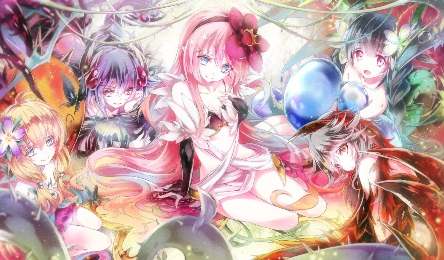 anime, Yu Gi Oh, Traptrix Atrax, Traptrix Dionaea, Traptrix Myrmeleo, Traptrix Nepenthes, Traptrix Rafflesia, Anime Girls Wallpaper HD / Desktop and Mobile Background