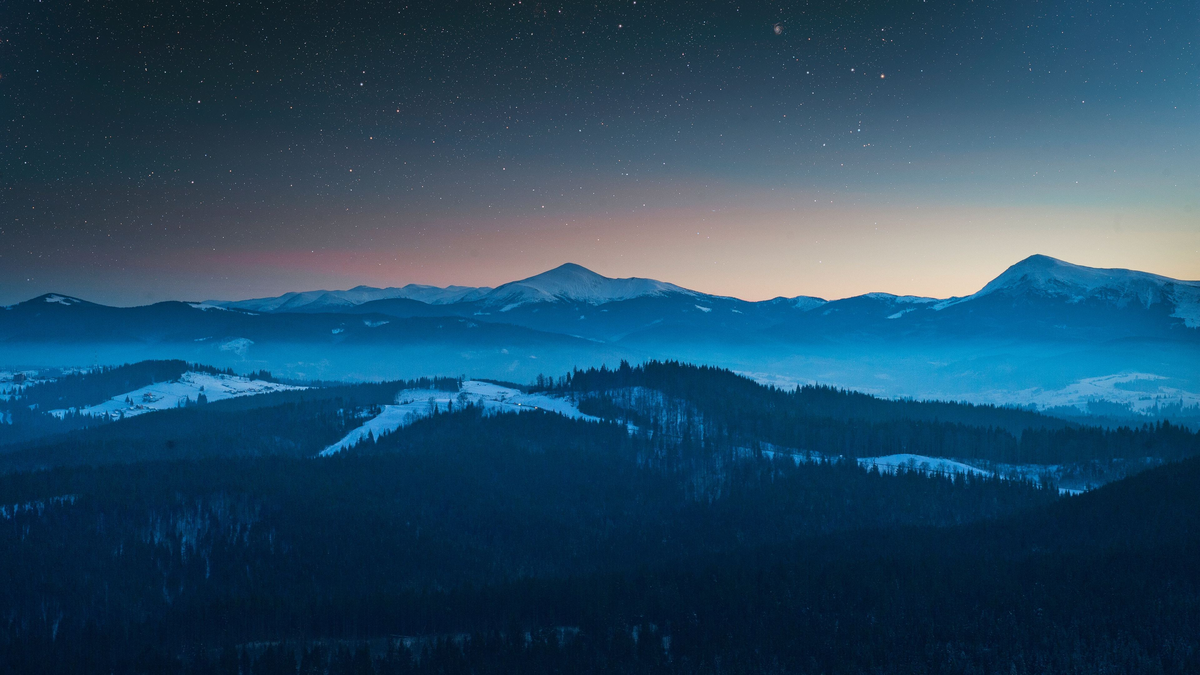 Wallpaper 4k Starry Night Sky Evening Blue Landscape 4k 4k Wallpaper, Hd Wallpaper, Landscape Wallpaper, Nature Wallpaper, Night Wallpaper, Sky Wallpaper