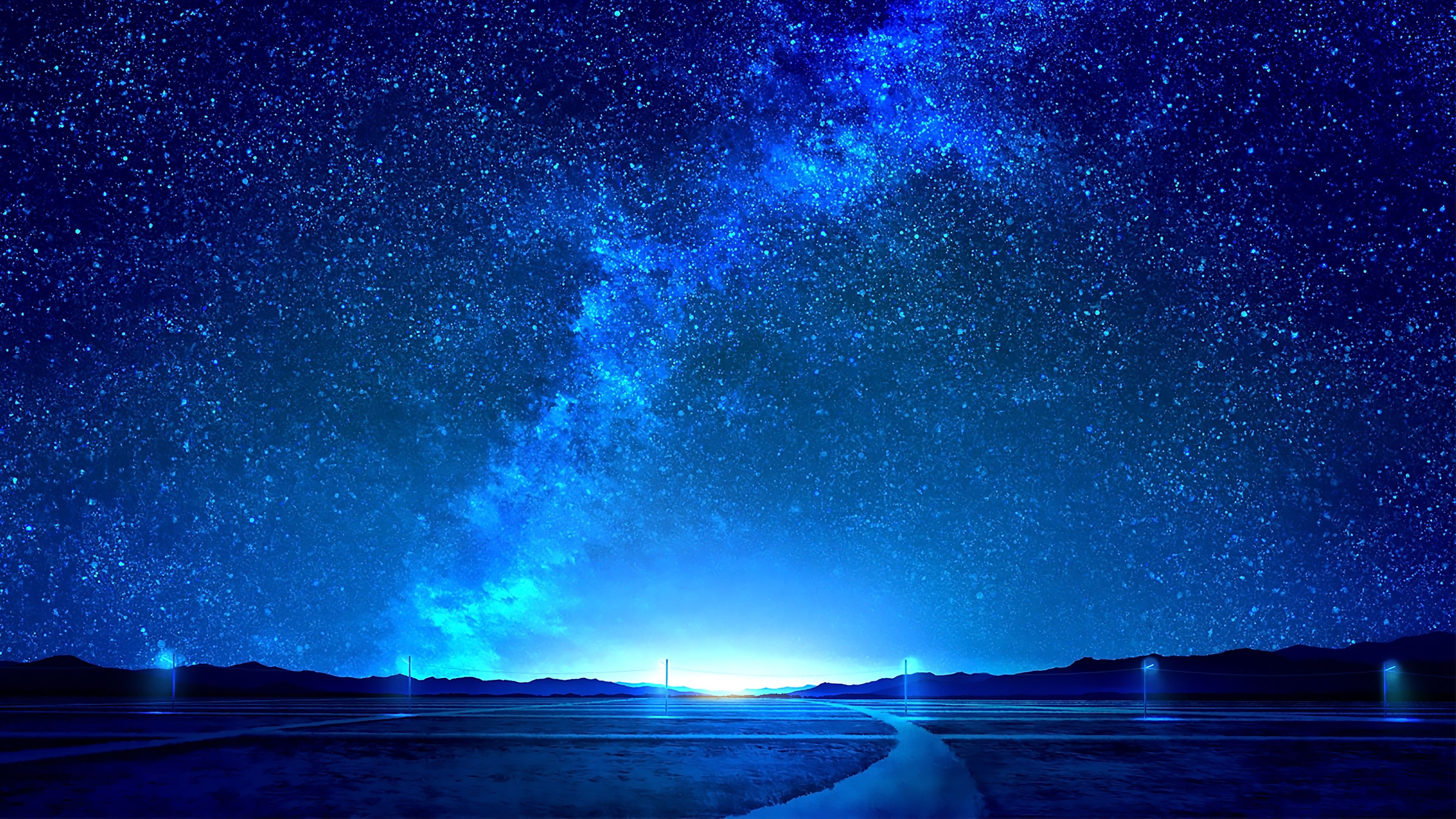 Night Sky Stars Landscape 4K