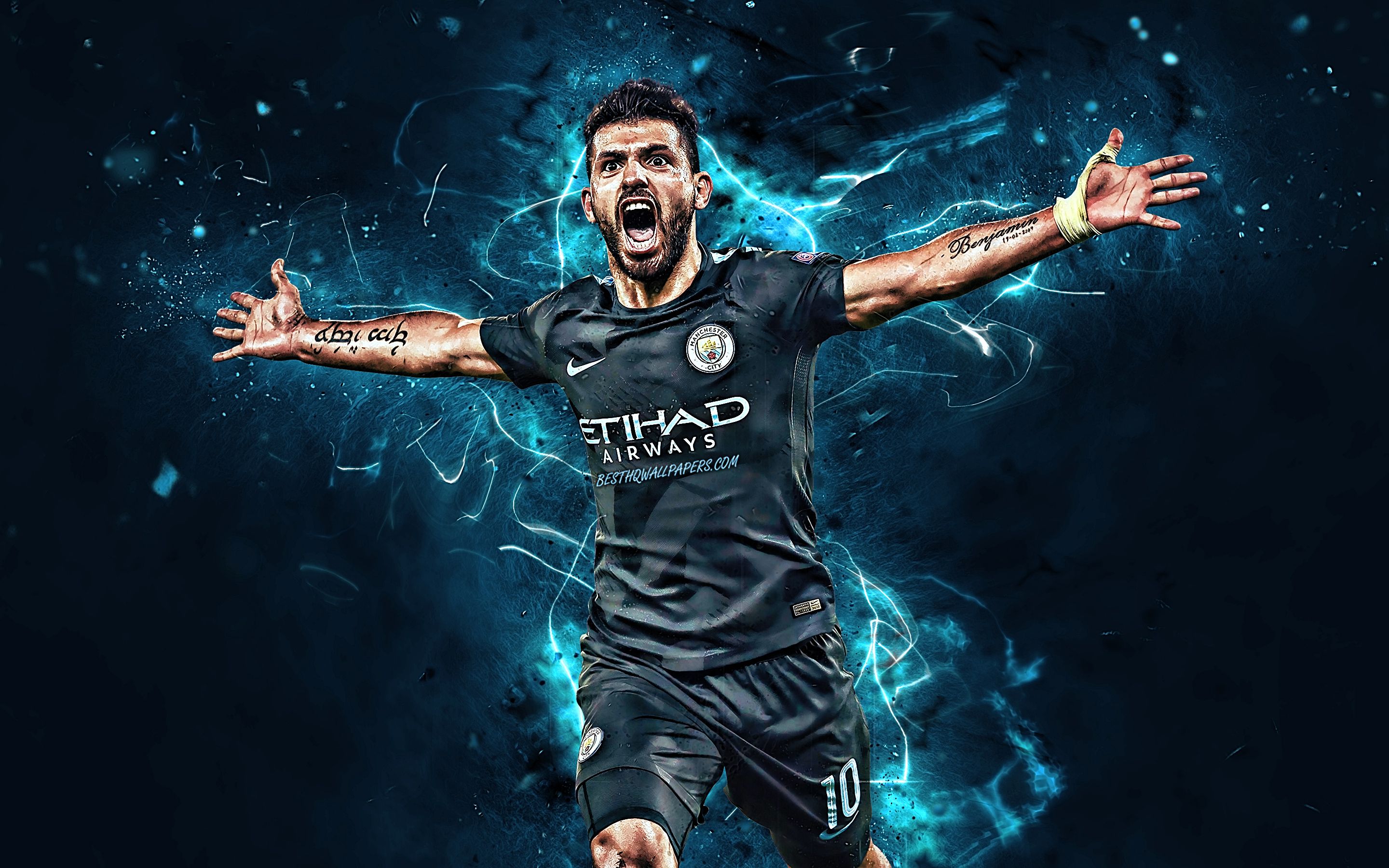 Sergio Aguero, Black Uniform, Manchester City Fc, Goal, Wallpaper 2019 HD HD Wallpaper