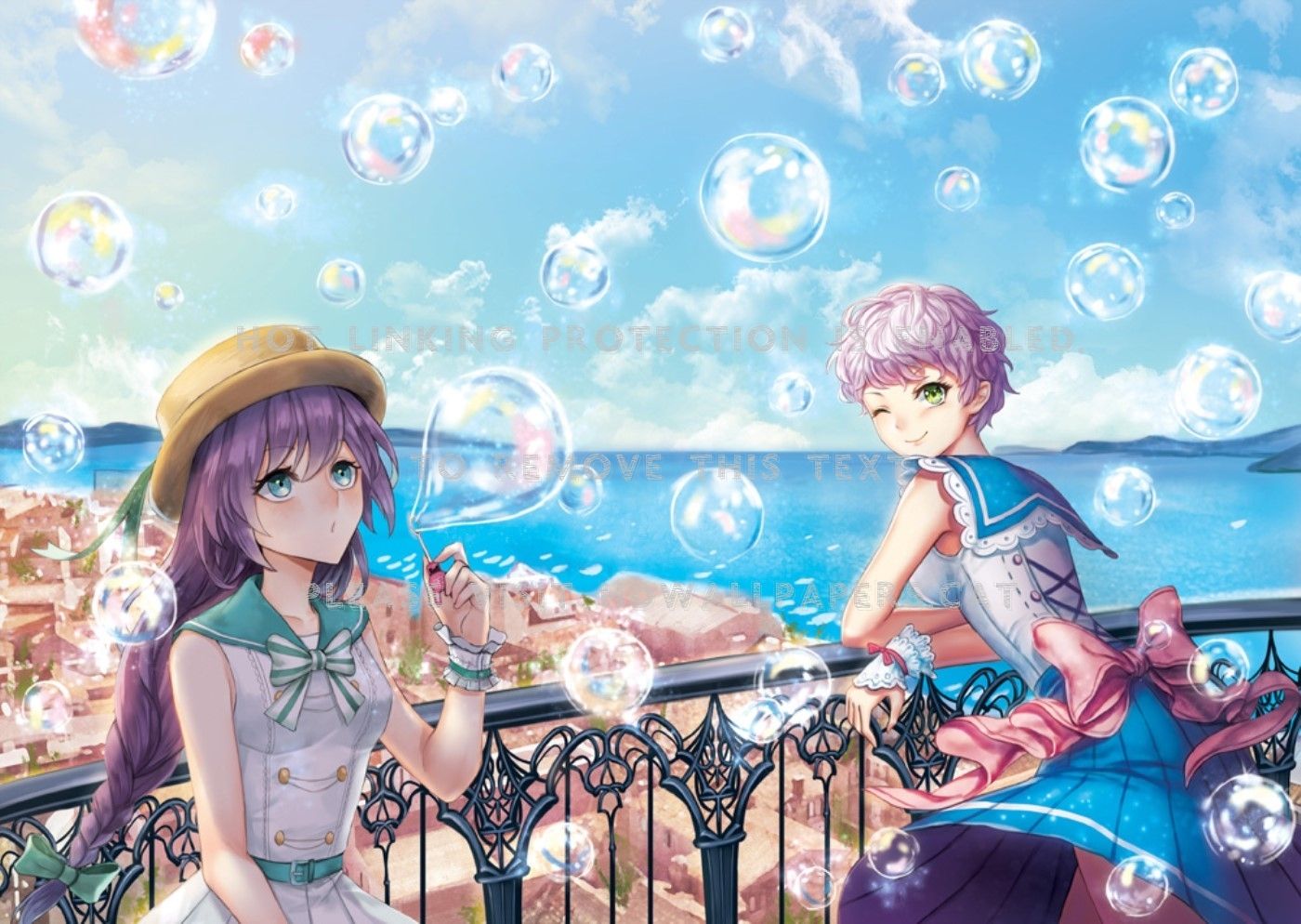 Bubbles Sky Summer Anime Sweet Cute Dress Anime Bubble Girl