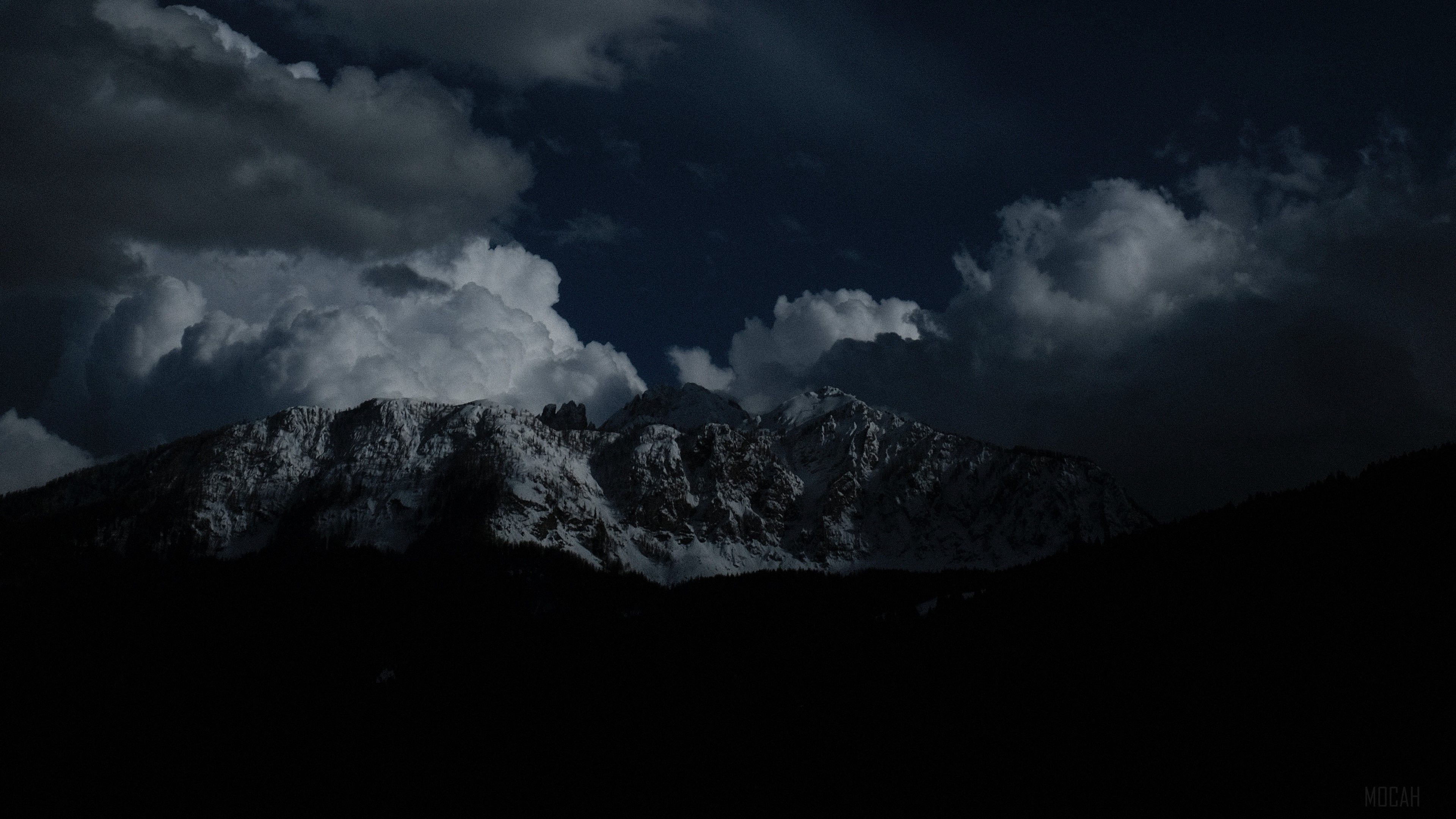 mountains, night, clouds, peaks 4k wallpaper. Mocah HD Wallpaper