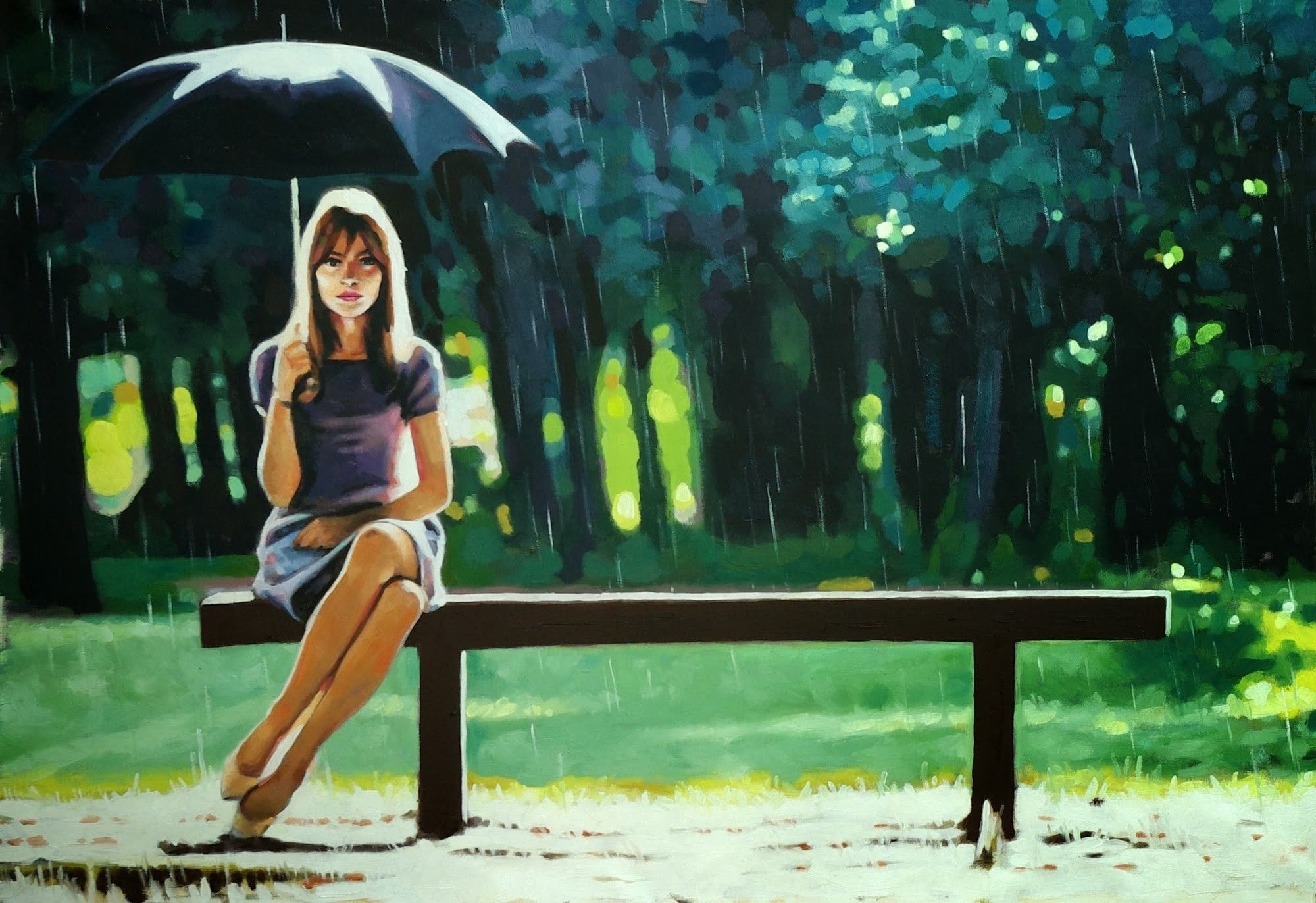 rain, Umbrella, Women Wallpaper HD / Desktop and Mobile Background