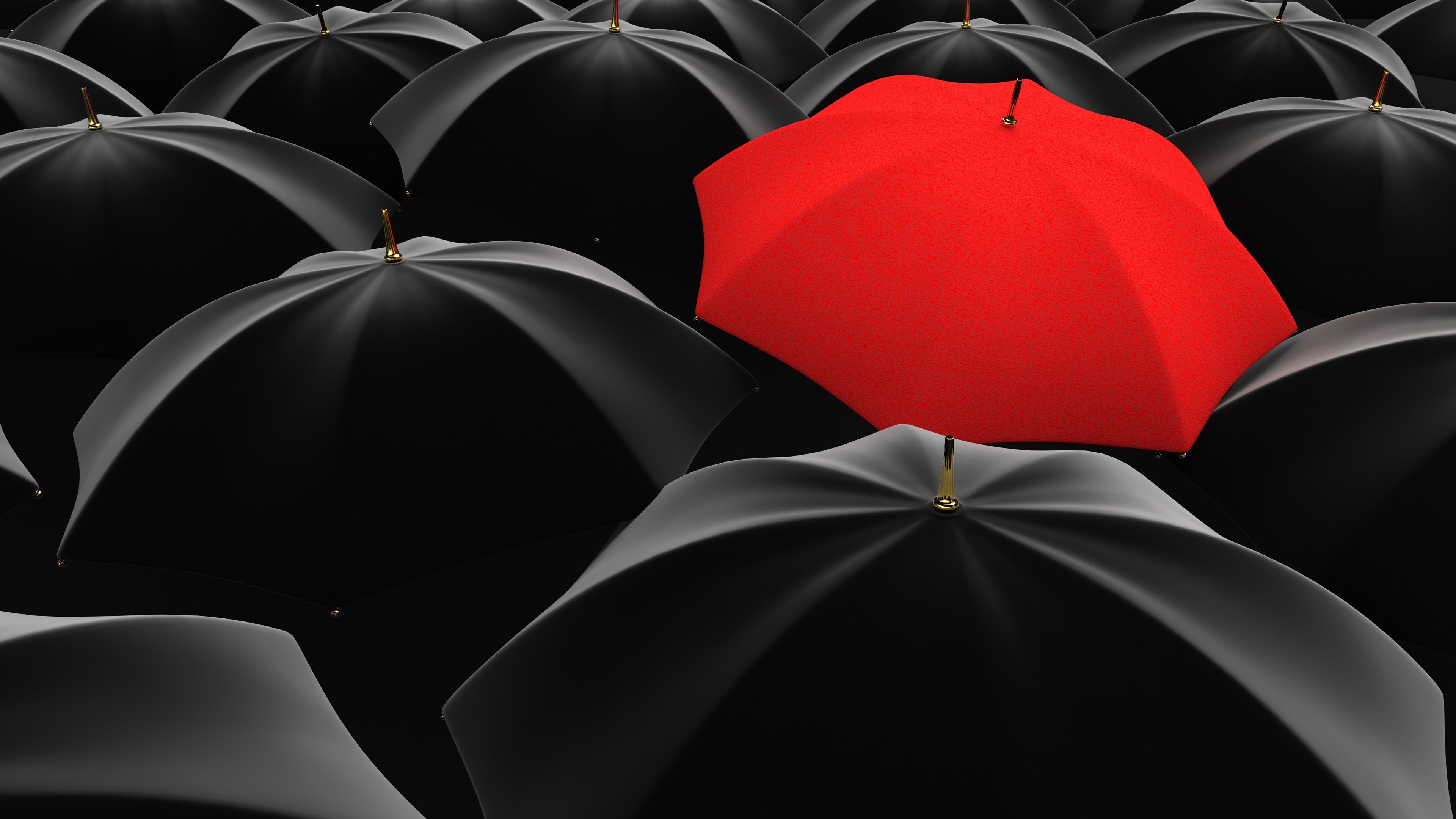 Wallpaper Many black umbrellas, one red 3840x2160 UHD 4K Picture, Image