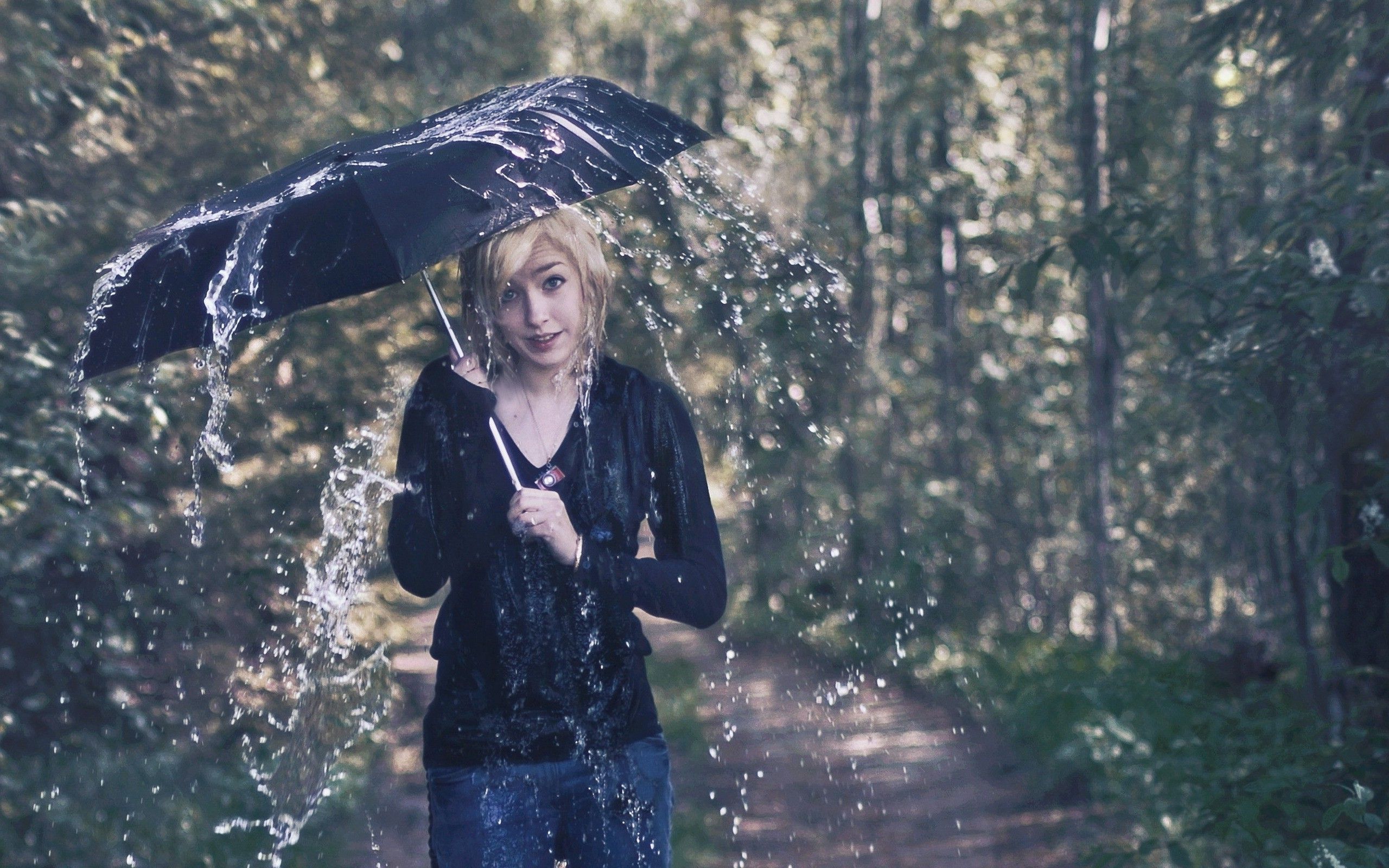 umbrella, Women, Rain, Model Wallpaper HD / Desktop and Mobile Background