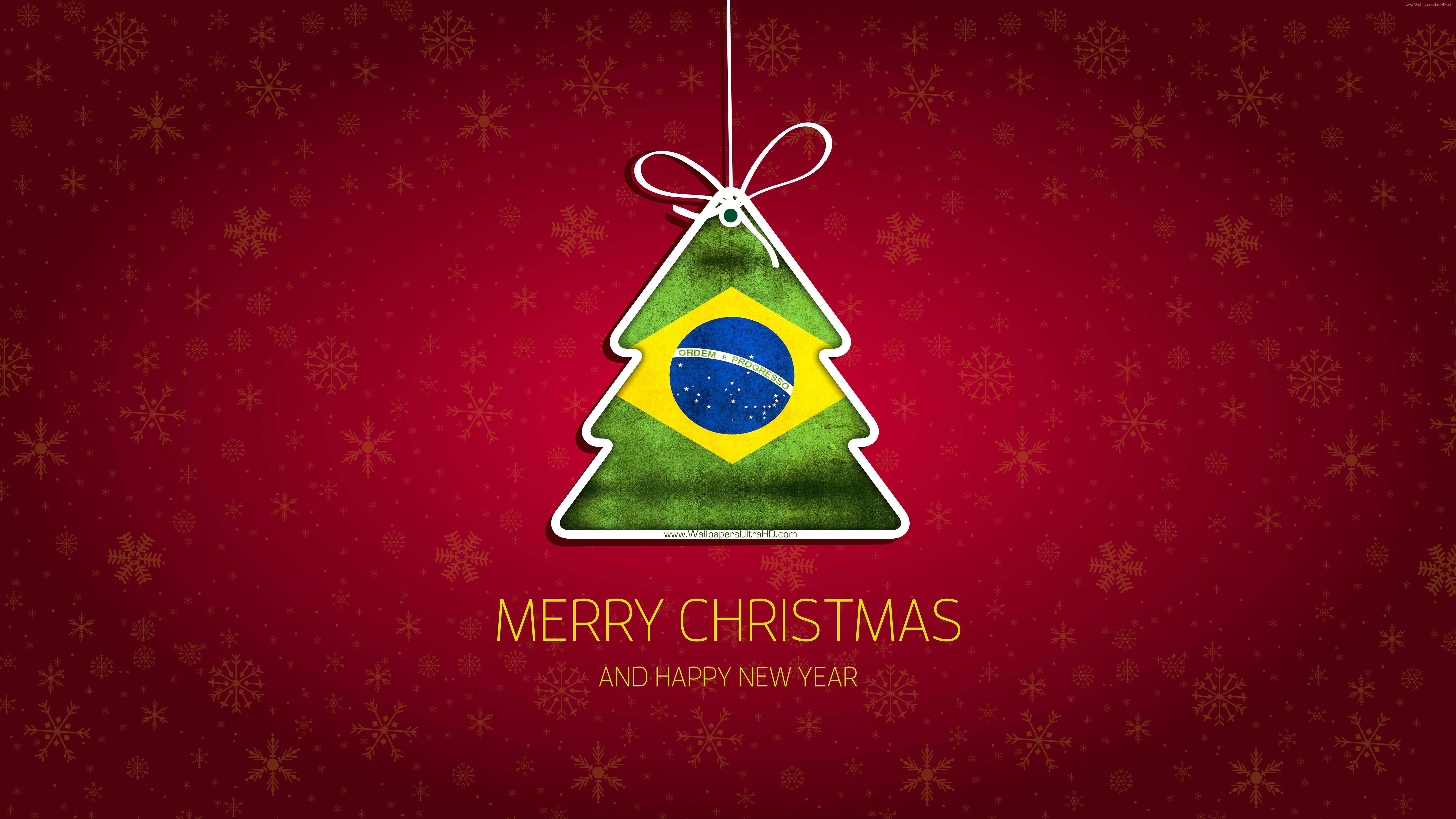 Holliday merry christmas tree Brazil flag