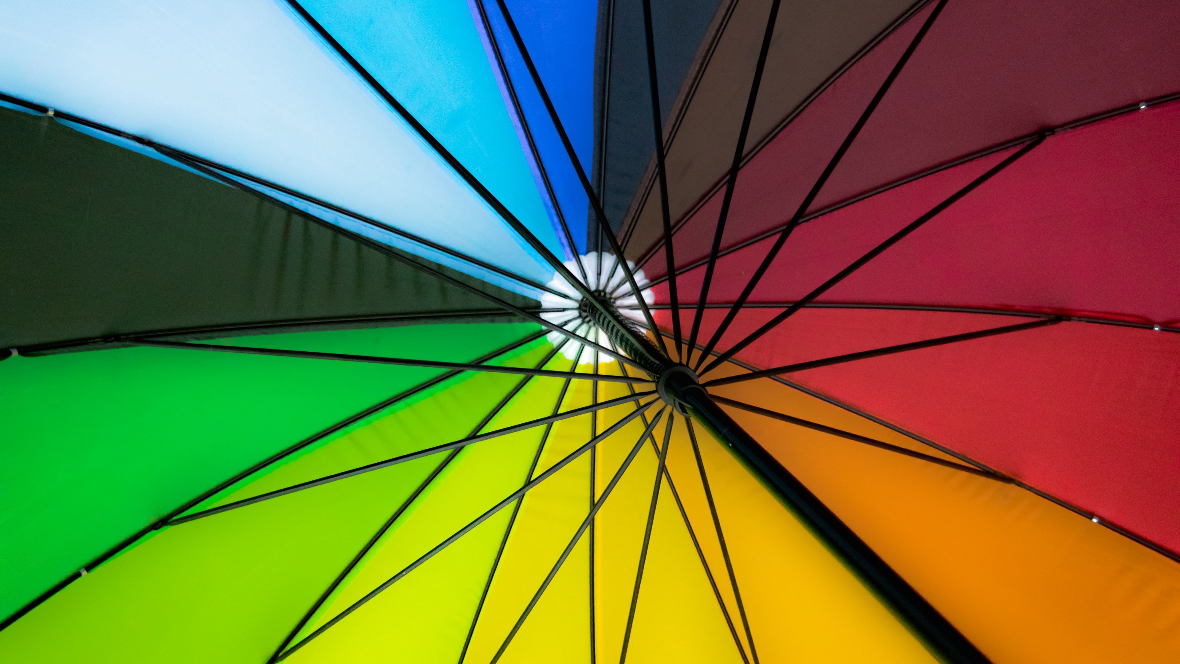 Download wallpaper 3840x2160 umbrella, colorful, bright, design, mechanism 4k uhd 16:9 HD background
