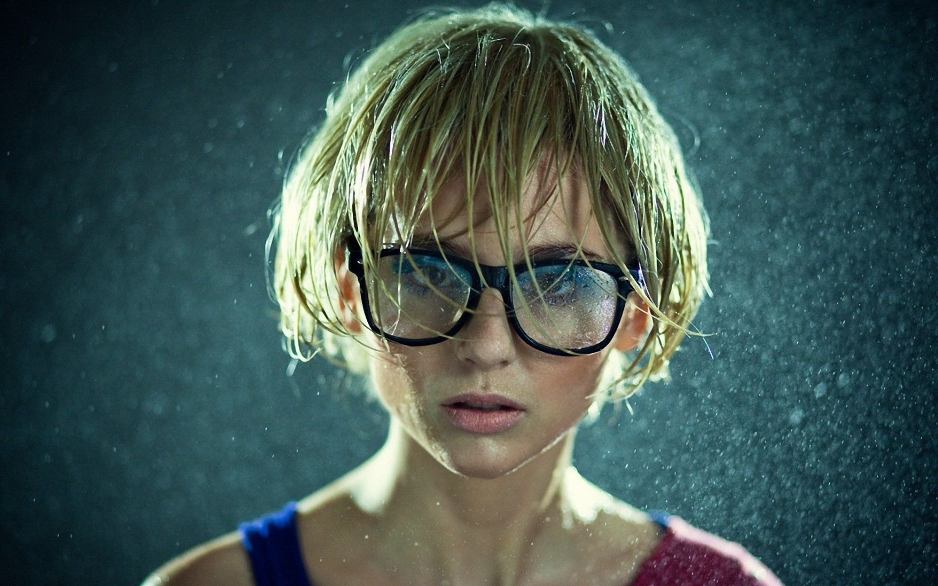 women glasses rain wallpaper