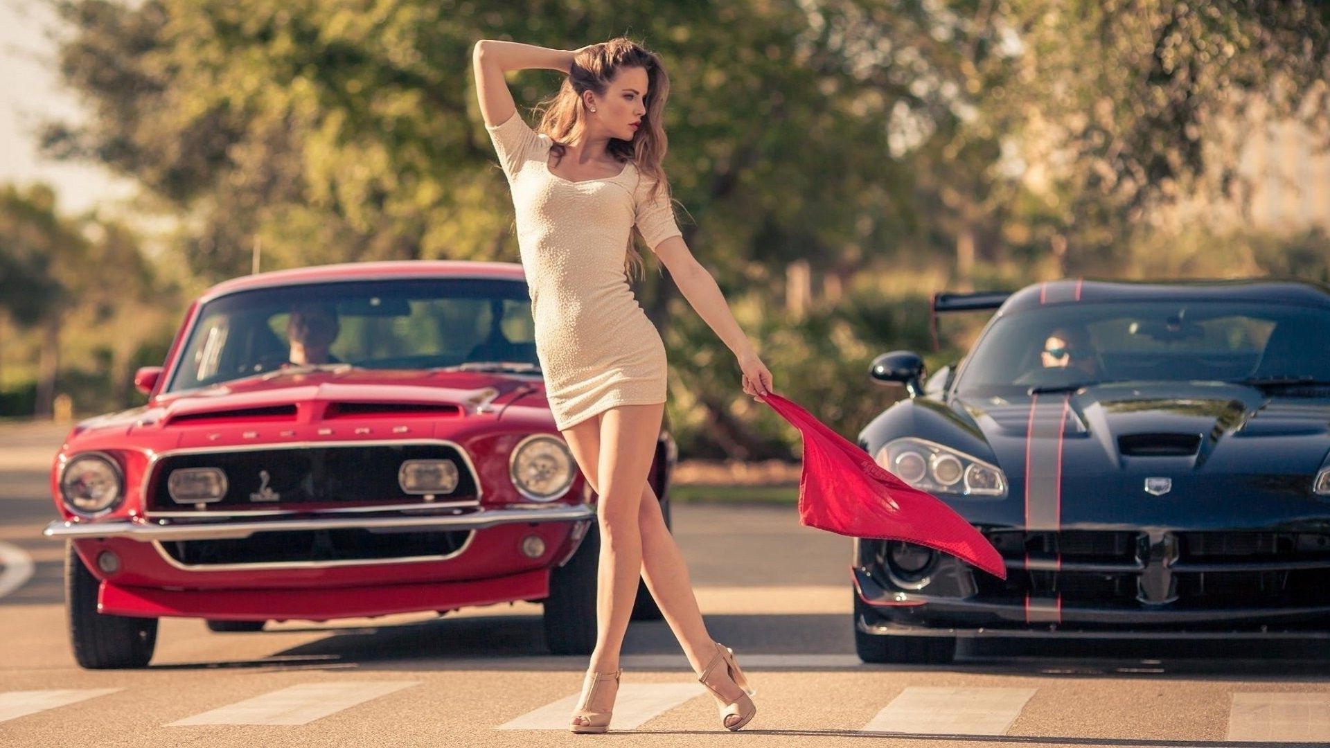 women, Dress, Legs, Women With Cars Wallpaper HD / Desktop and Mobile Background